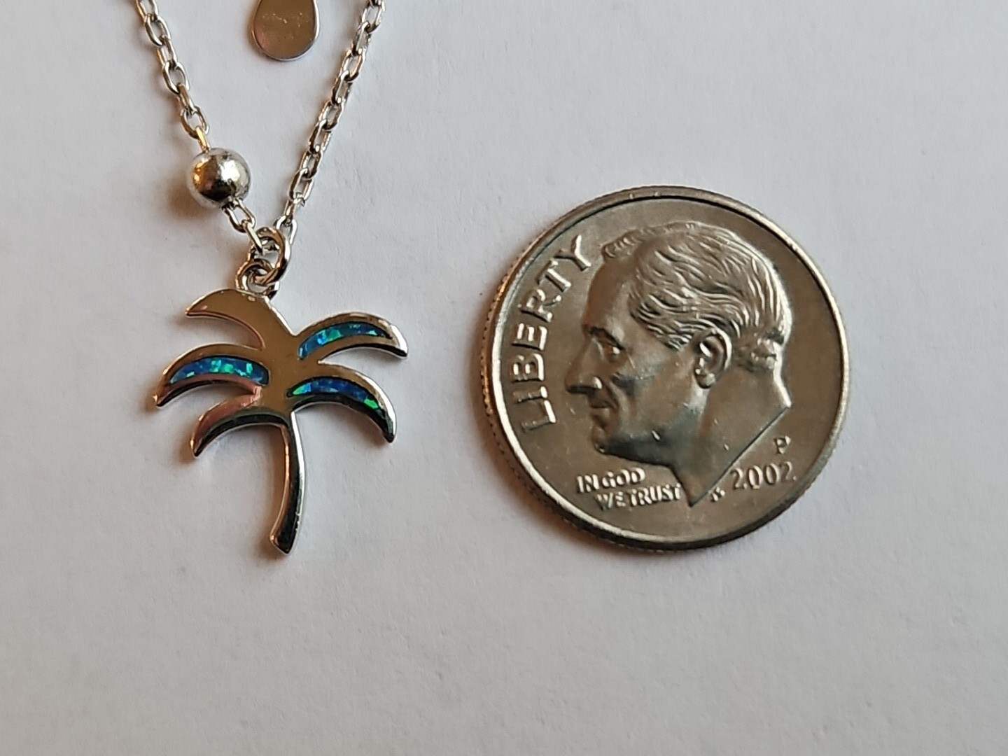 Sterling Silver ~ Palm Tree Bracelet ~ OPAL INLAY ~ 7-9” ADJUSTABLE ~ VINTAGE!