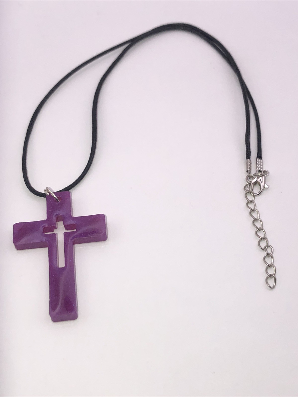 House Of David Handmade Artesian Cross Necklace Fuisia One Of A Kind 18 in
