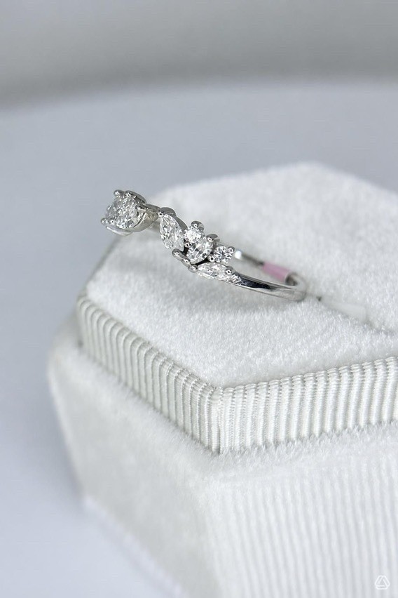 .75 Moissanite 925 Sterling Silver Angel Wings Ring Size 6 Adjustable.