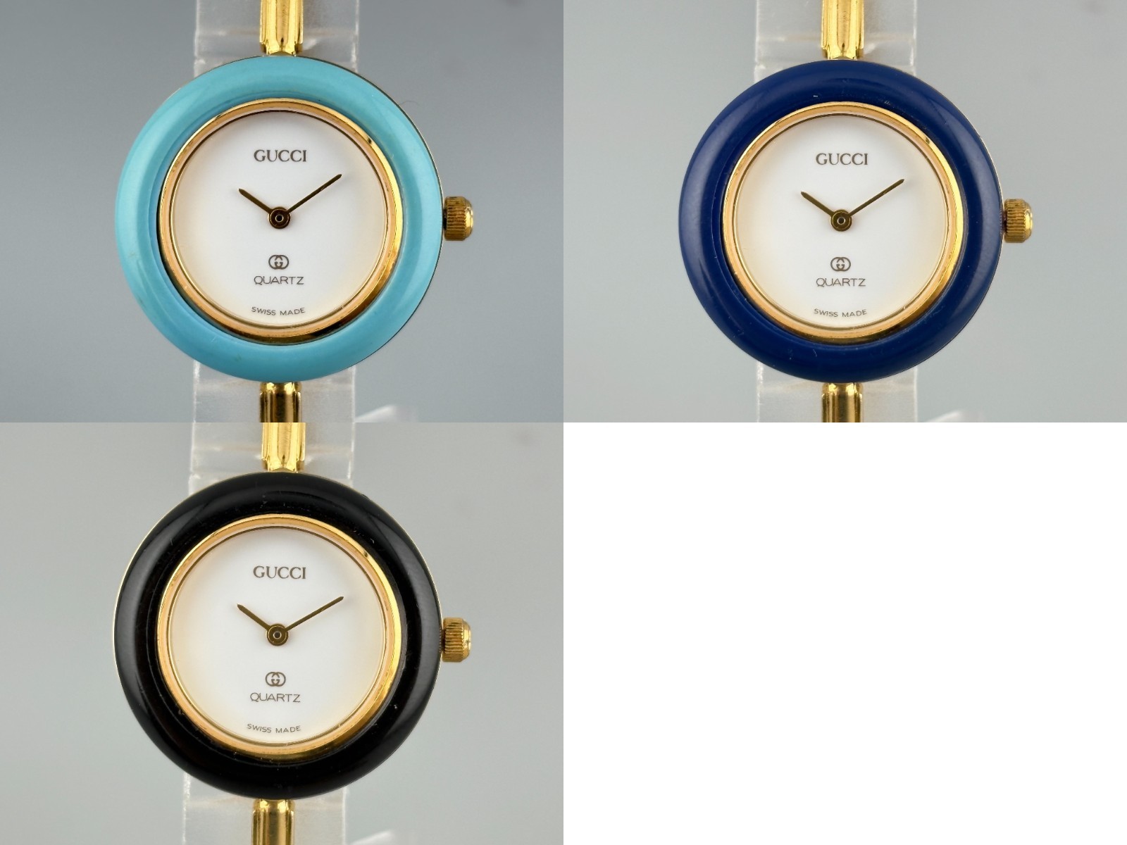 [Good] Gucci Change Bezel 1100-L Women Watch Gold White 11 Colors