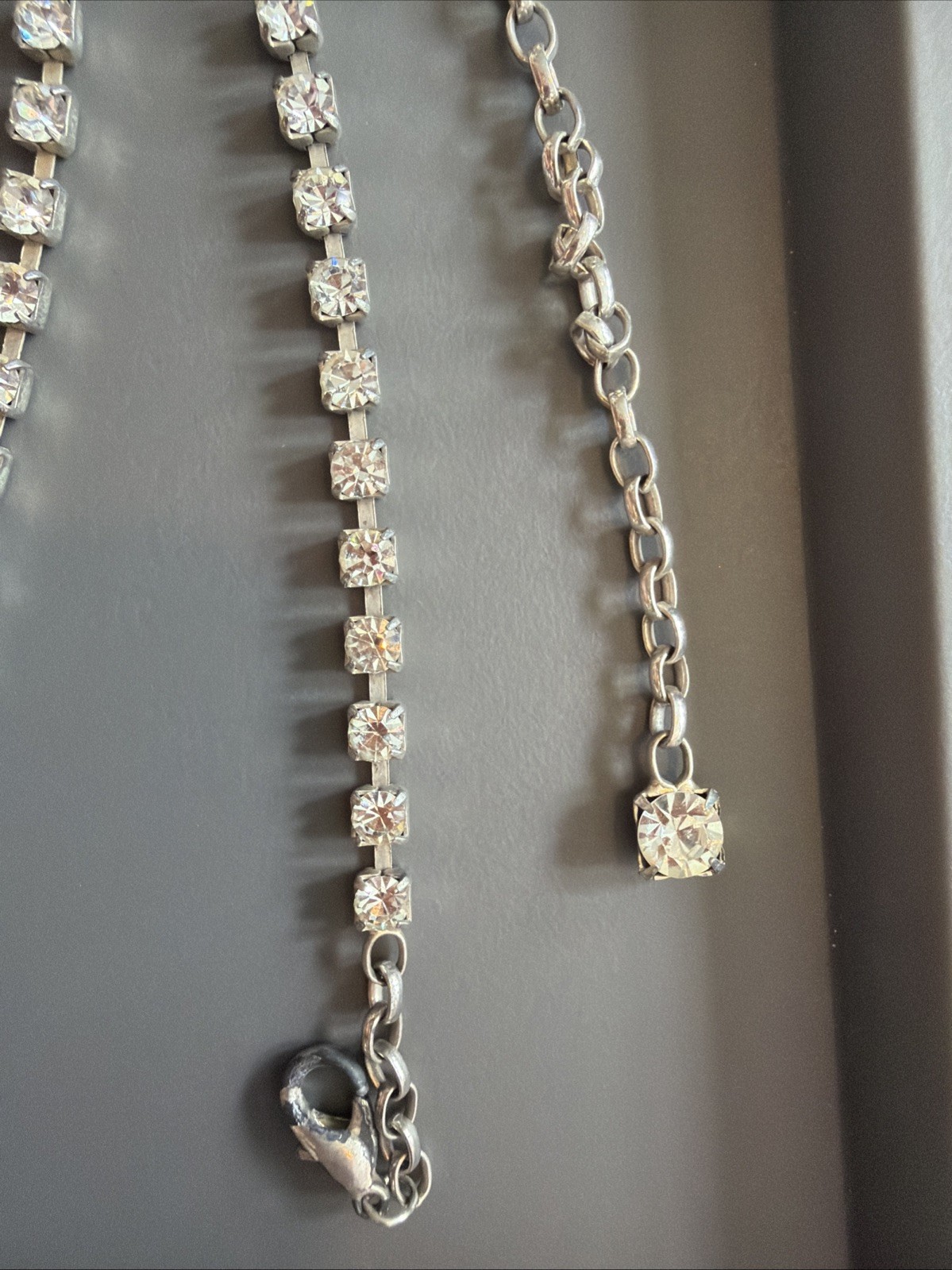 Vintage Estate Long Rhinestone Necklace 24+ Inch Glam Statement Jewelry