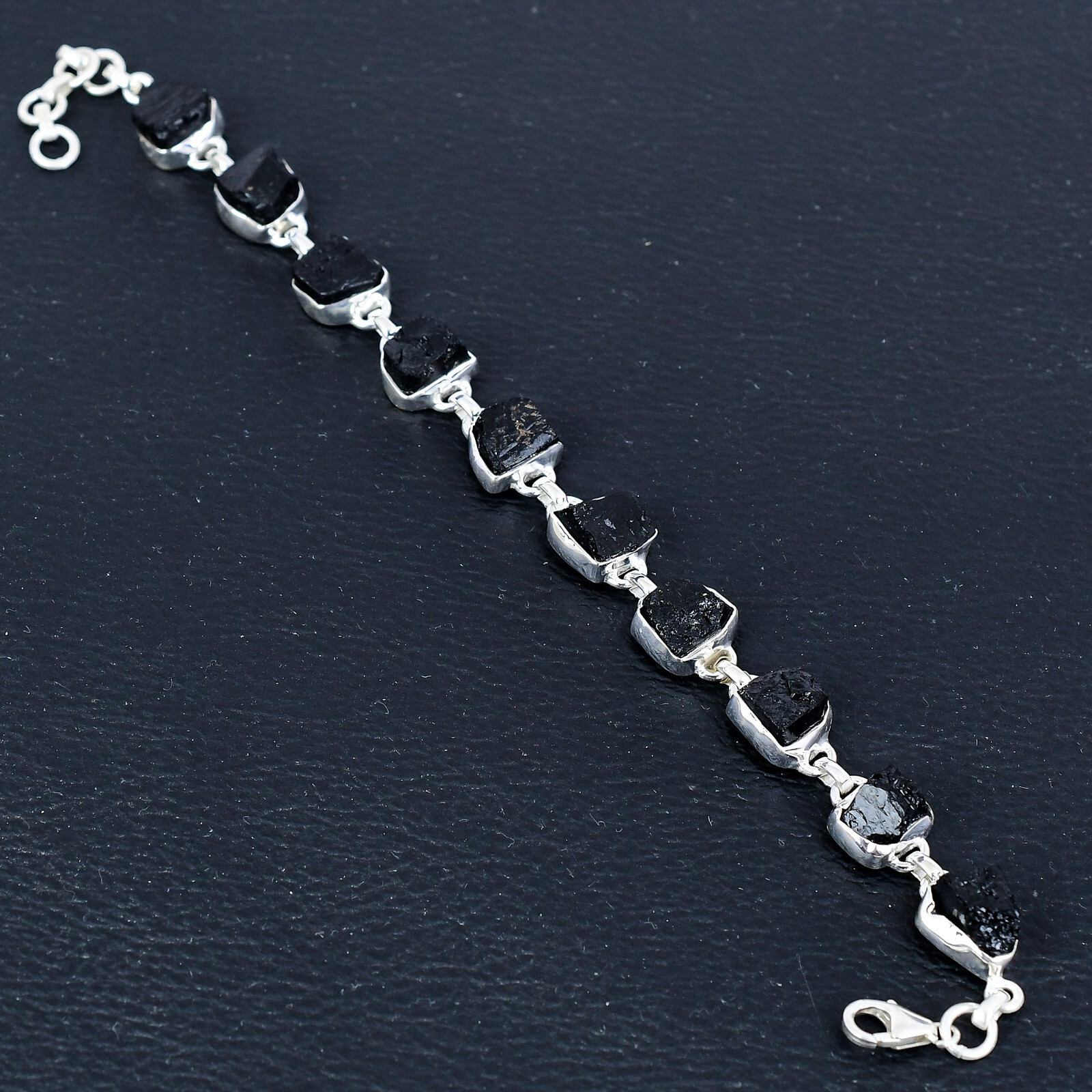 Black Tourmaline Gemstone 925 Sterling Silver Hadnmade Bracelet Jewelry Gift For