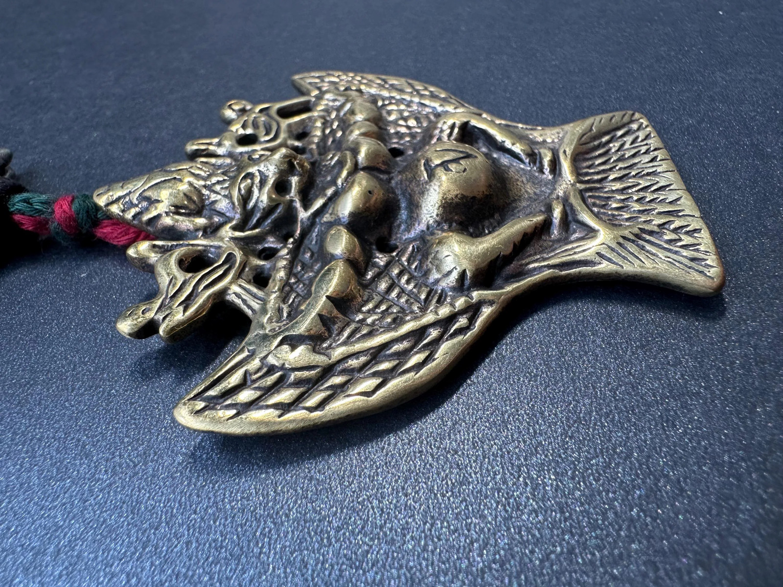 Nepal Tibet Buddhist Brass Garuda Suparna Talisman Pendant, Handmade Protection