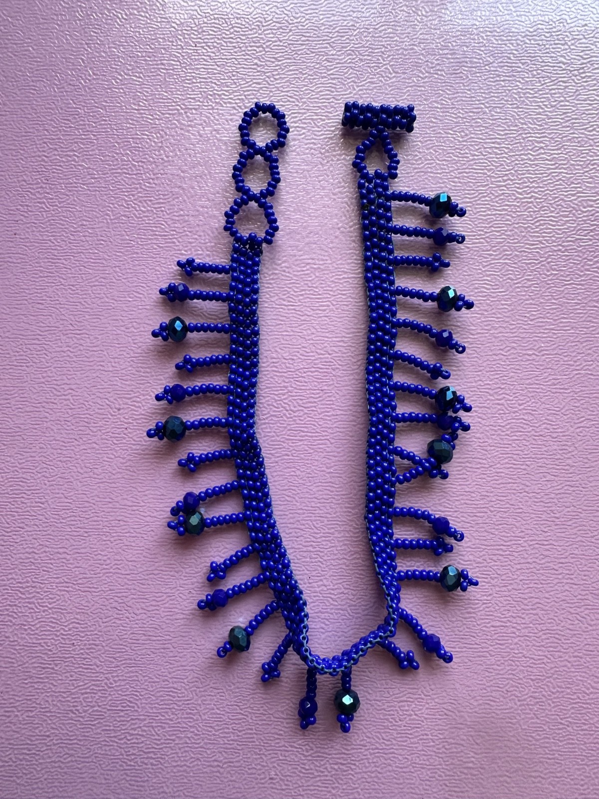 Beaded Fringe Anklet Cobalt Blue