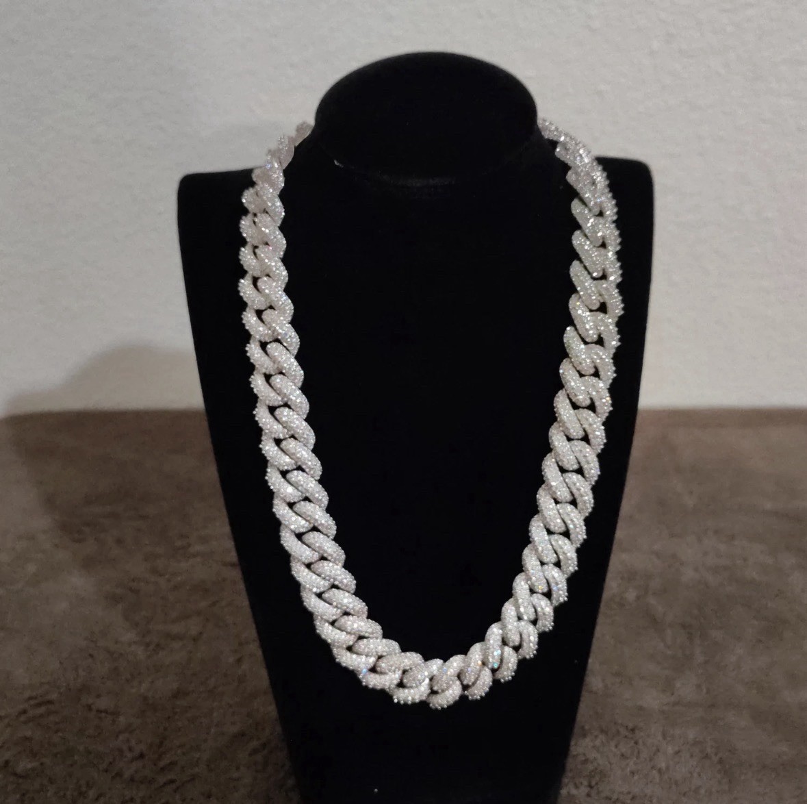 Iced Out VVS CZ Stones Miami Cuban Link Chain, 20 Inch, Luxury, Passes Tester