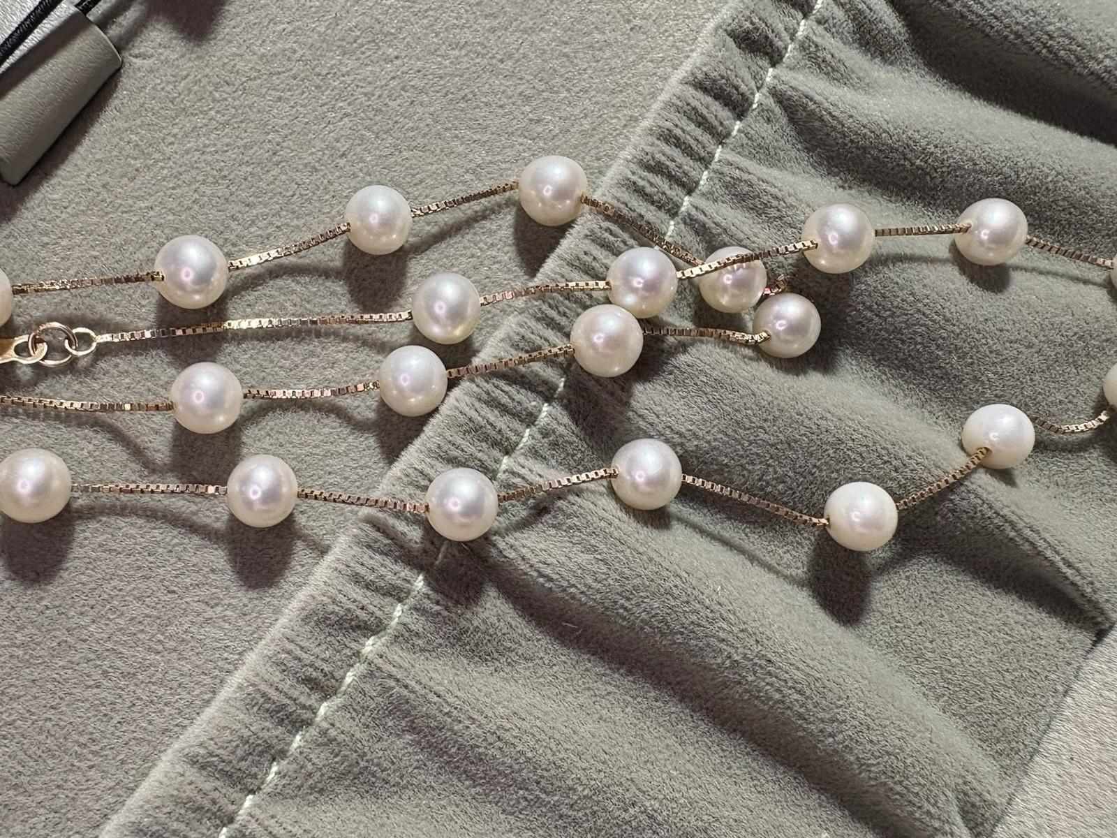 10k Yellow Gold Chain Pearls Necklace Beautiful 6.70G NC 23 Pearls 5.5mm 16”