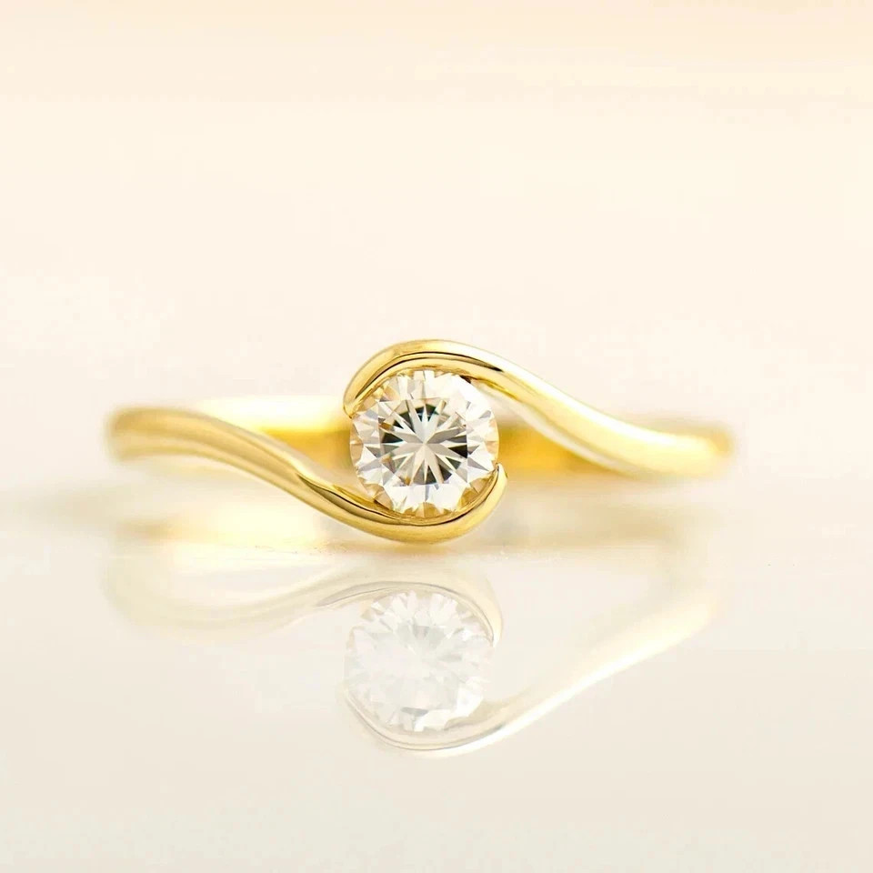1.00Ct Round Cut Lab Grown IGI Certified Diamond Ring Solid 925 Sterling Silver