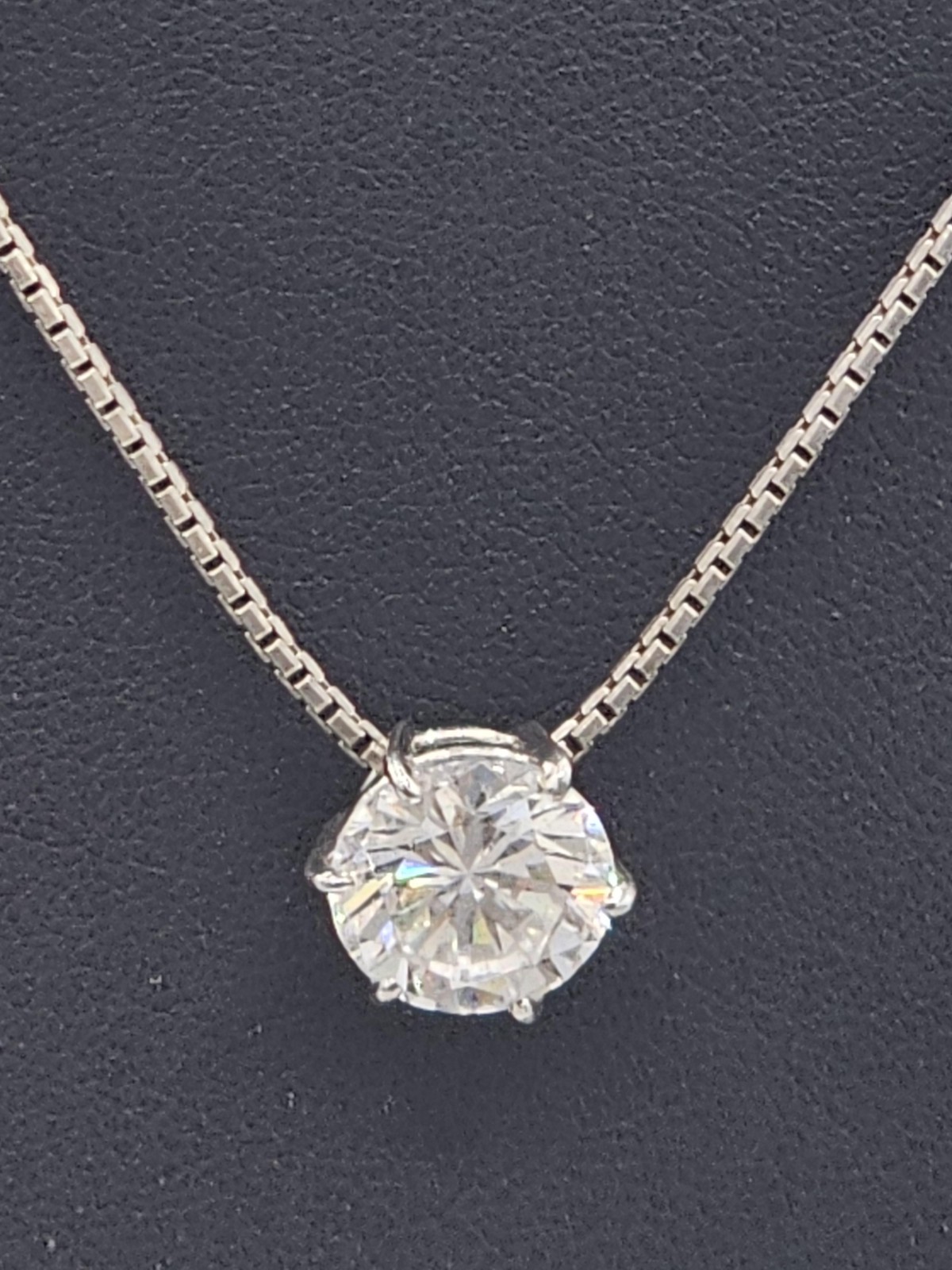 Sterling Silver 925 Round CZ Solitaire Pendant Necklace Box Chain 11mm 7.83g