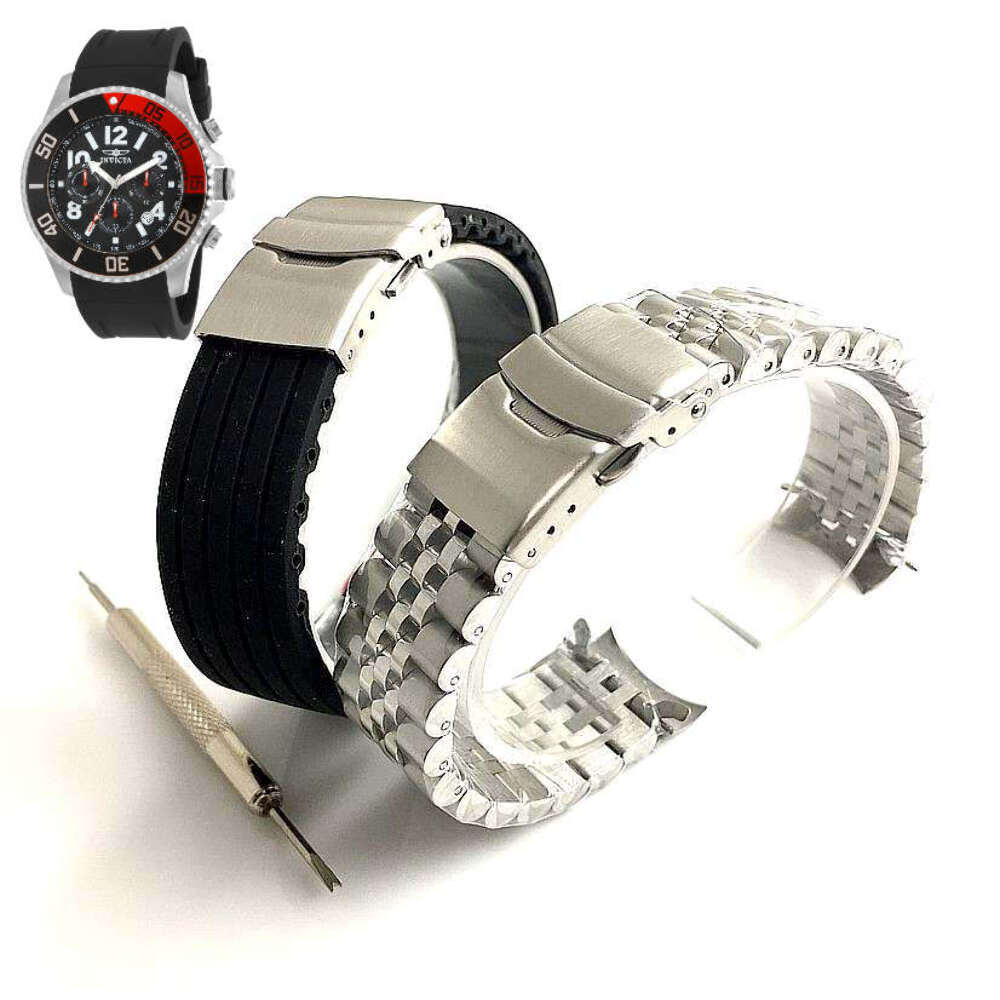 Pack of 2 Steel and Silicone Replacement Watch Band Fits Invicta Pro Diver 15145