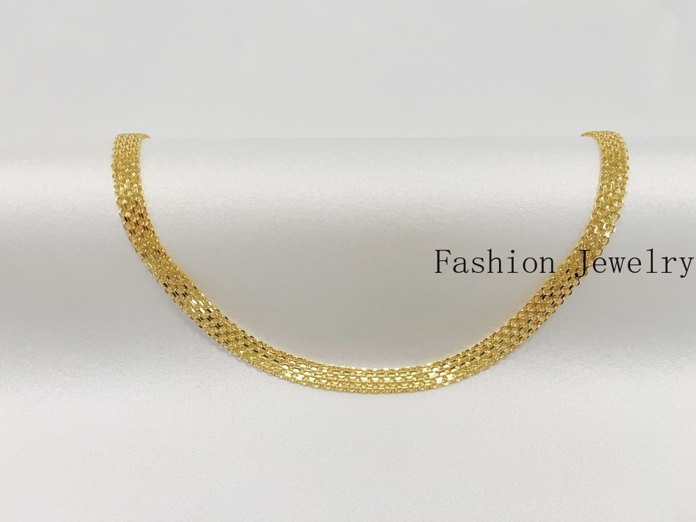 Solid 18K Yellow Gold Vintage Multi Layer Wide Necklace Chain 8mm 22in men/women