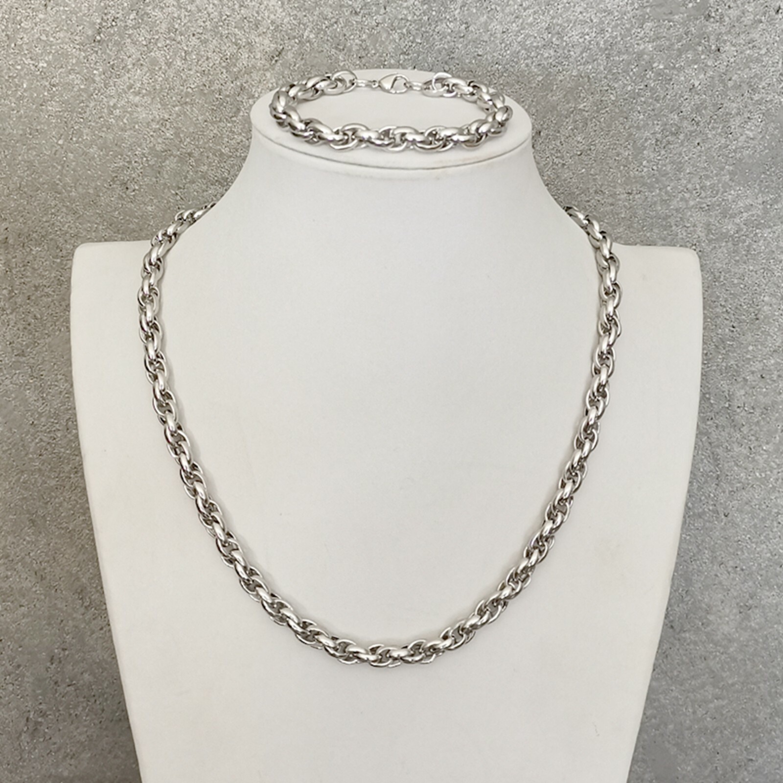 Shining 9mm S.steel Silver rope Link Chain Men’s Bracelet Necklace 7in–40in