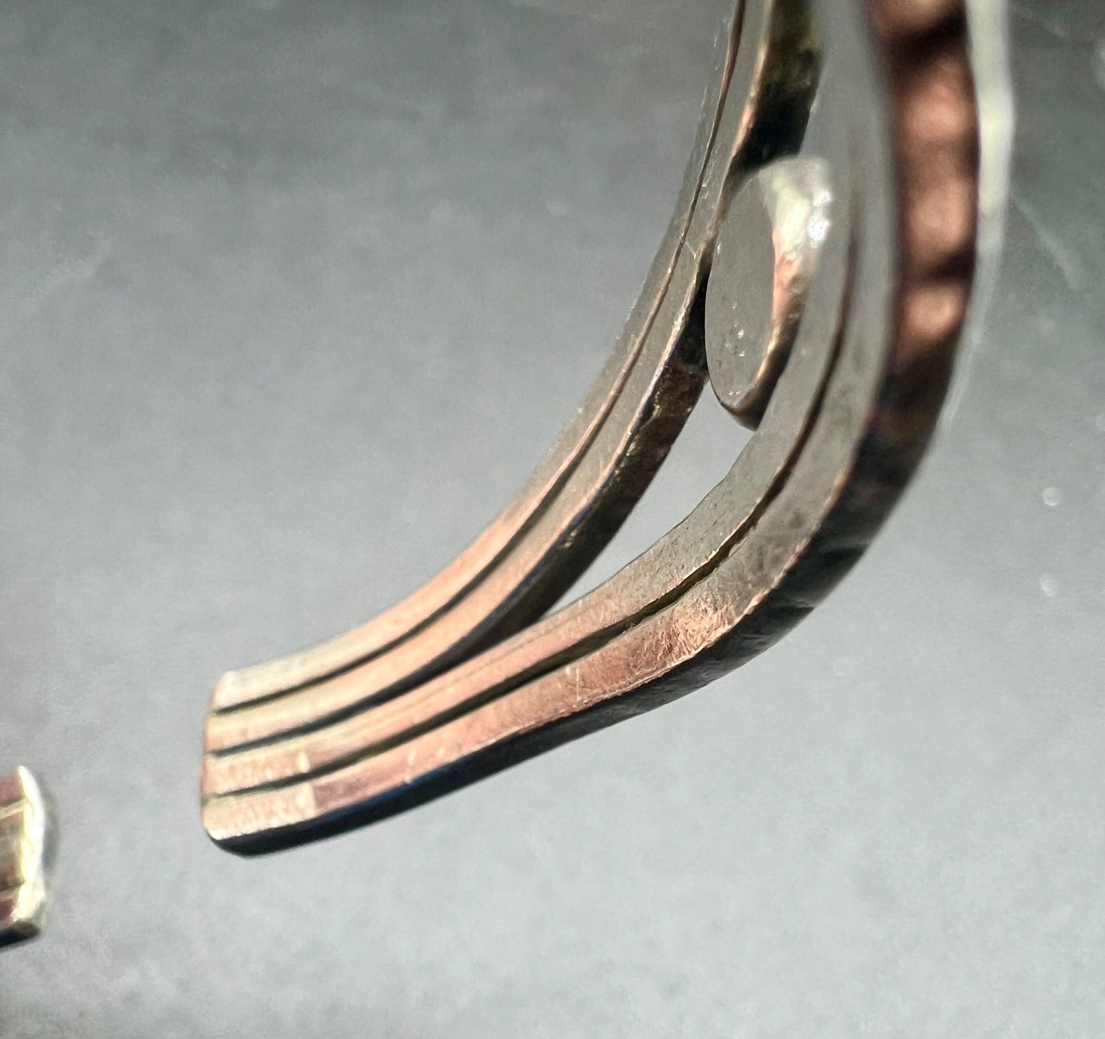 Artisan Sterling Silver Cuff Bracelet .925 Modernist Stamped Wave 26.7g