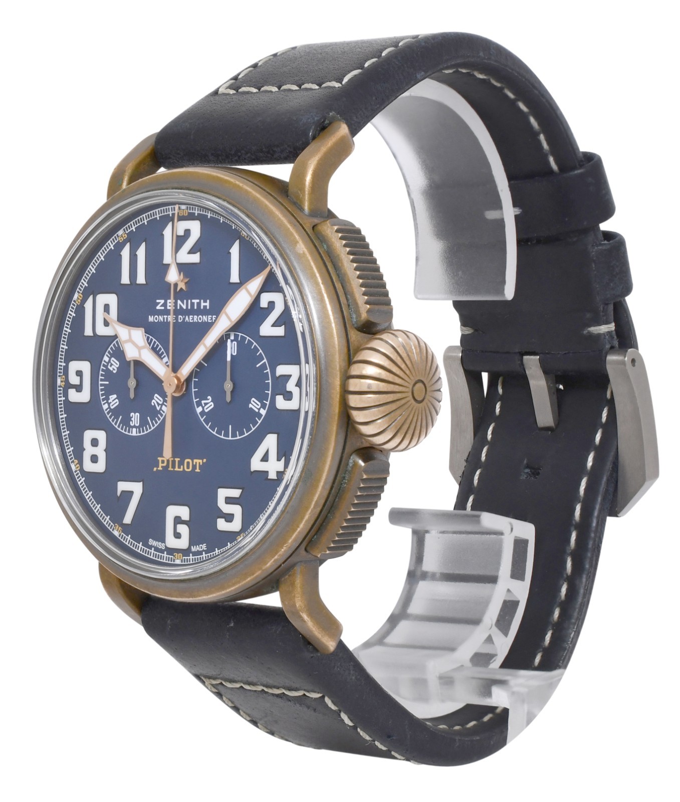 Zenith Pilot Type 20 Chronograph Bronze Blue Dial 45mm Watch B/P ’20 29.2430.406