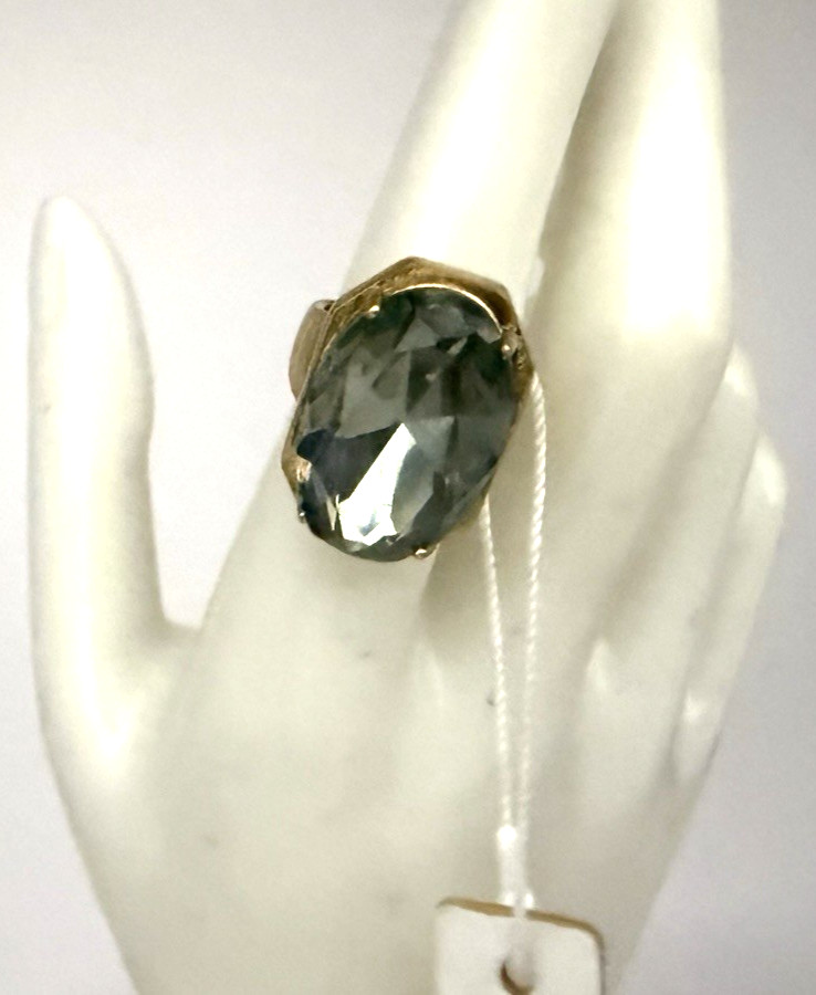 NWT ANN TAYLOR Large Smoky Graphite Oval Rhinestone Cocktail Ring Size 7