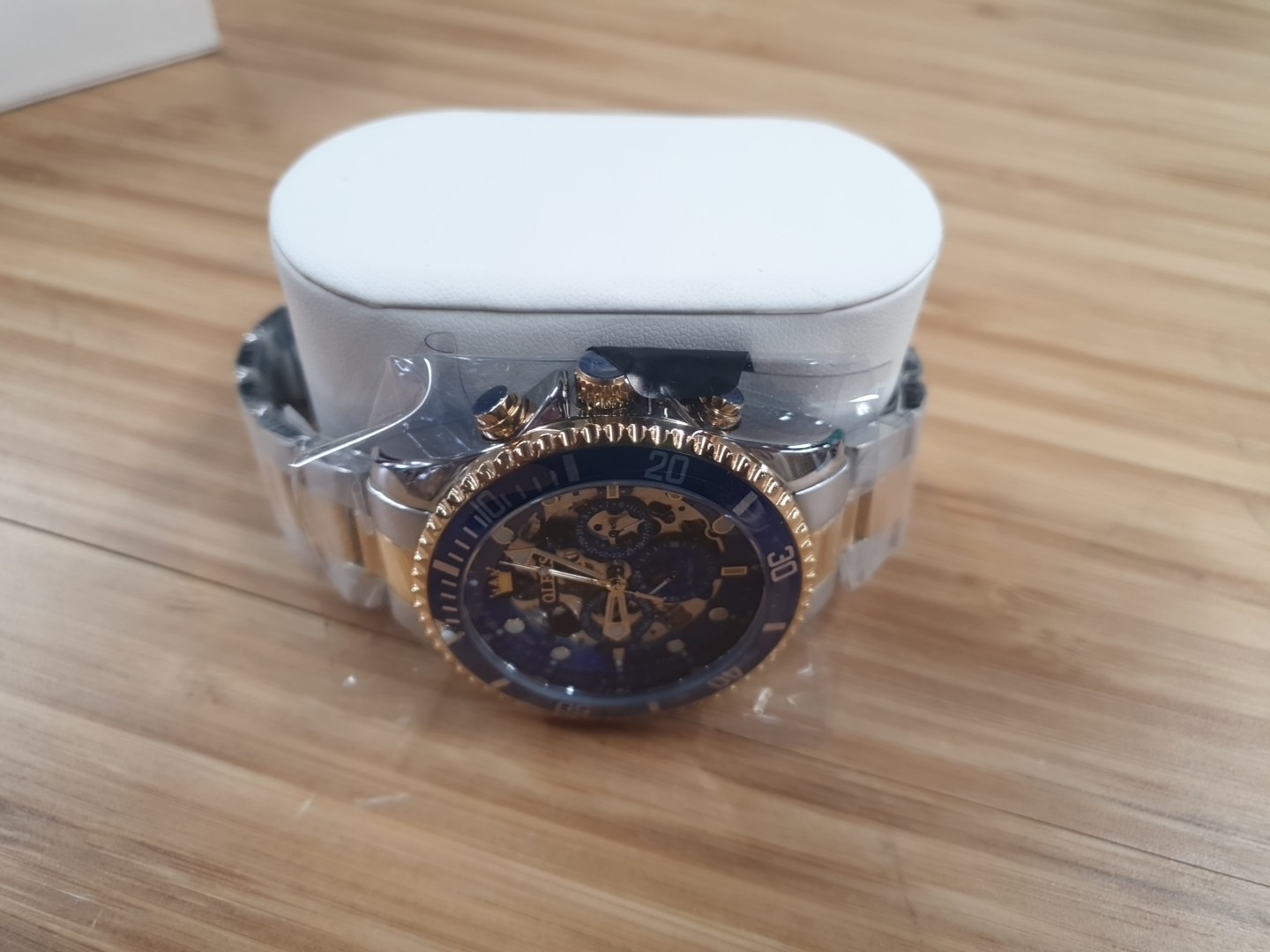 OLEVS Skeleton Men’s Automatic Mechanical Watch, Big Dial, Moon Phase, Day Date