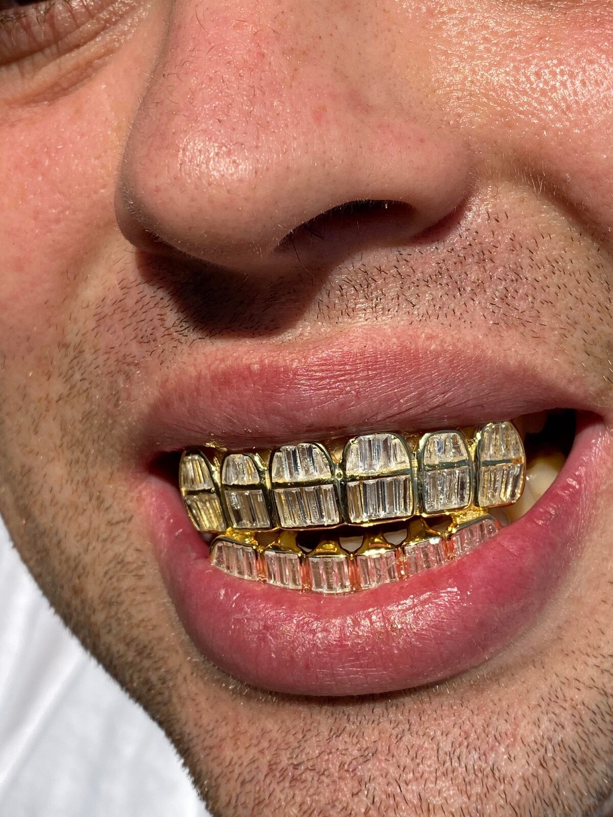 Real 925 Silver 14k Gold Plated ICED Baguette CZ GRILLZ Teeth Fronts Grills