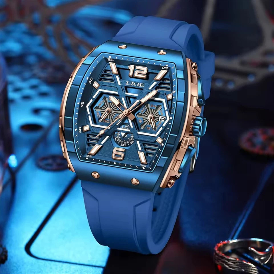 Men’s Sport Watch Quartz Calendar Luminous Waterproof Square Boy Wristwatch Gift