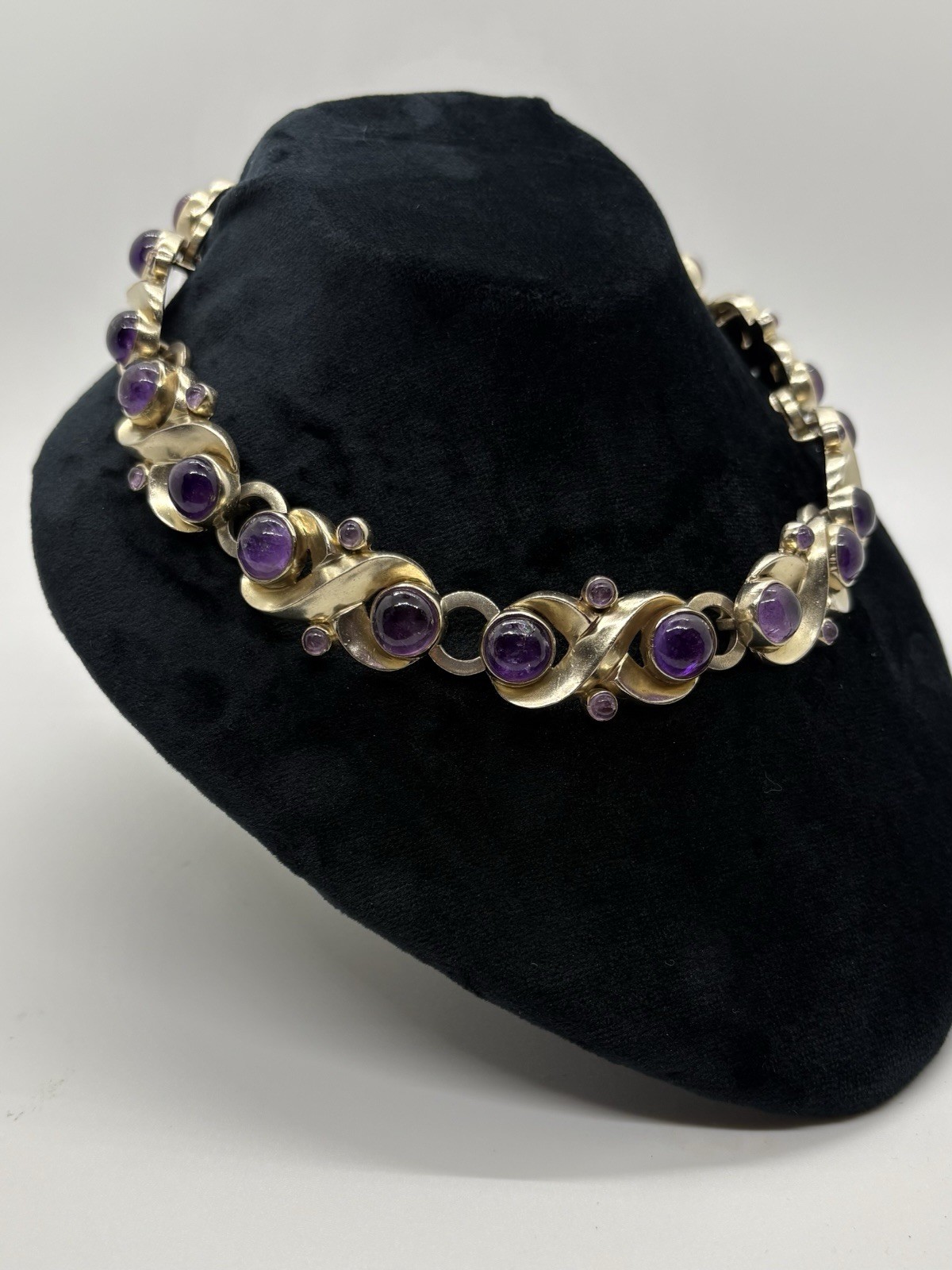 Antonio Pineda Silver Amethyst Necklace 124 Grams(YY480)