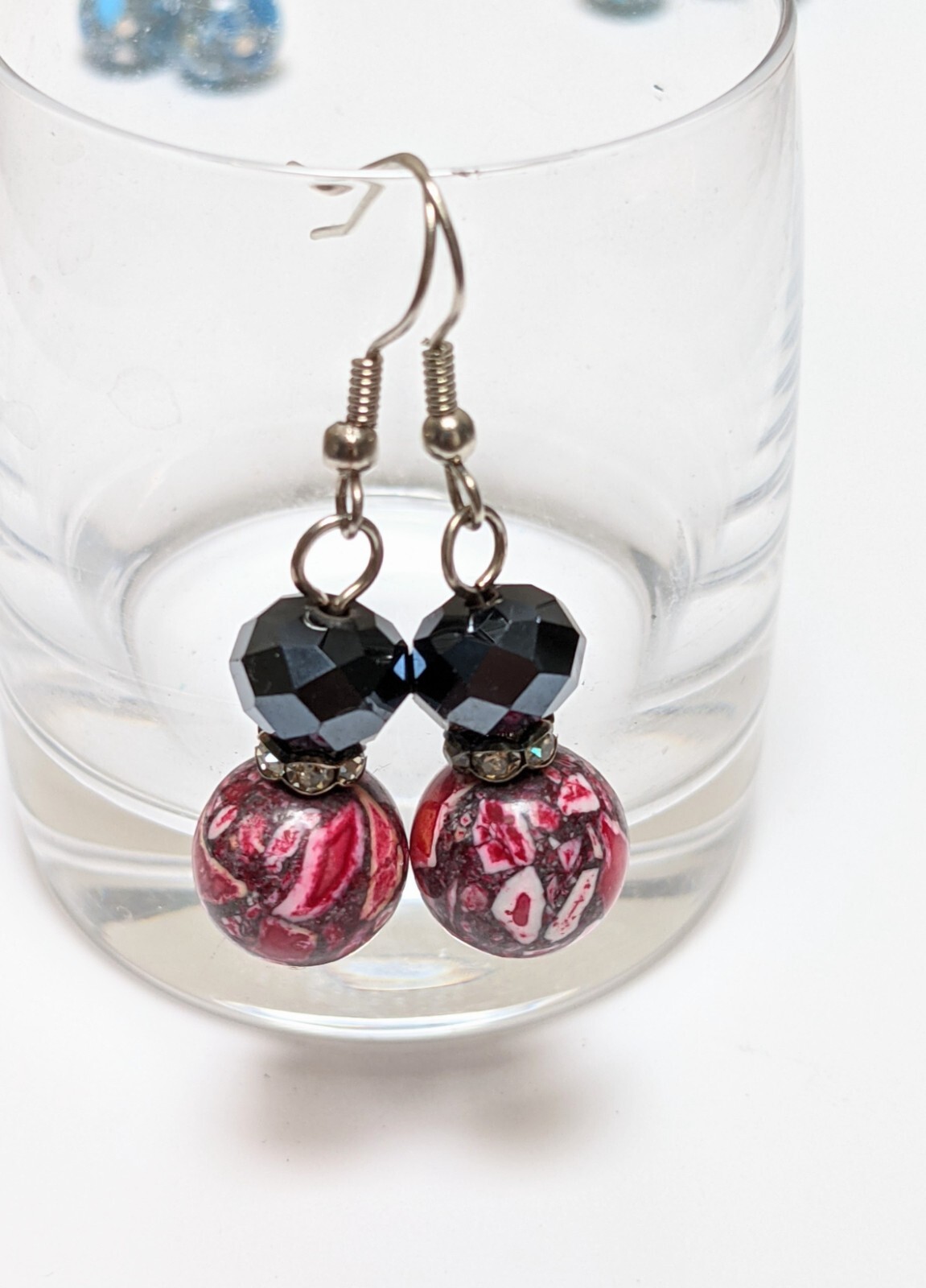 Beaded Stone Earrings Dangle 6 pairs Multi Color Handmade Crystal Daily Wear