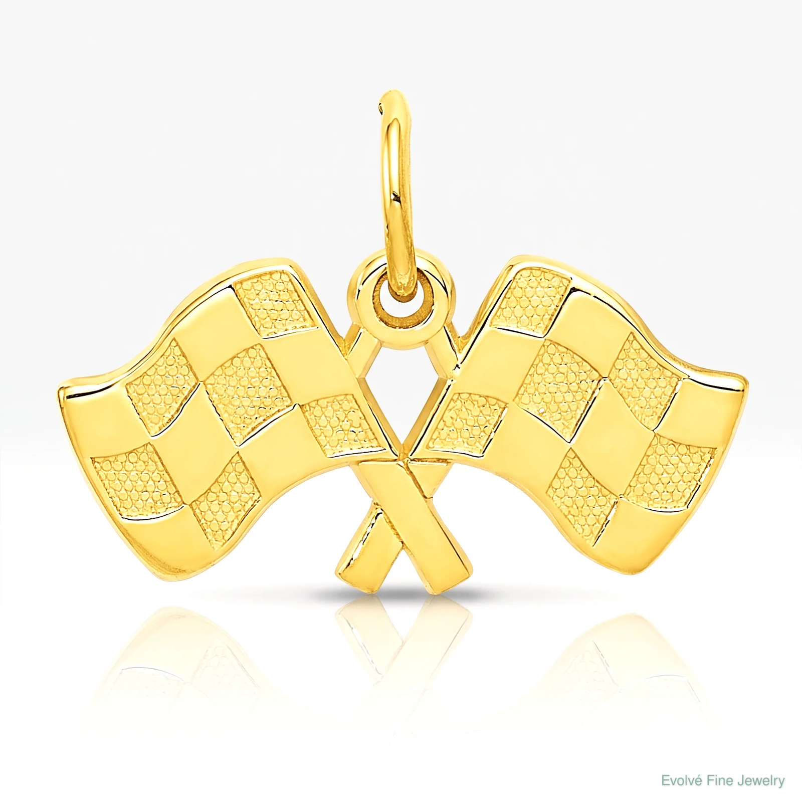 10K / 14K Yellow Gold Racing Flags Charm