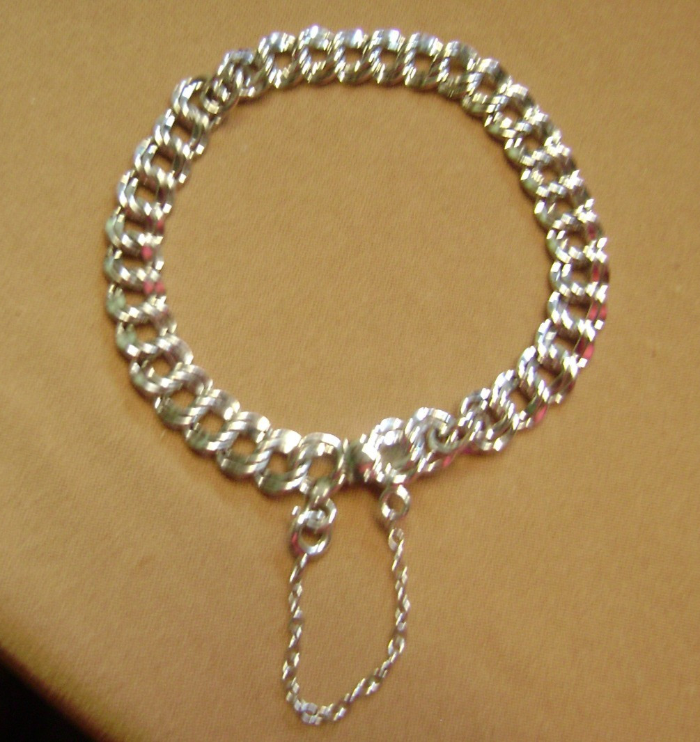 VINTAGE MARKED ELCO .925 STERLING SILVER 7″ DOUBLE LINK 11 GRAMS BRACELET
