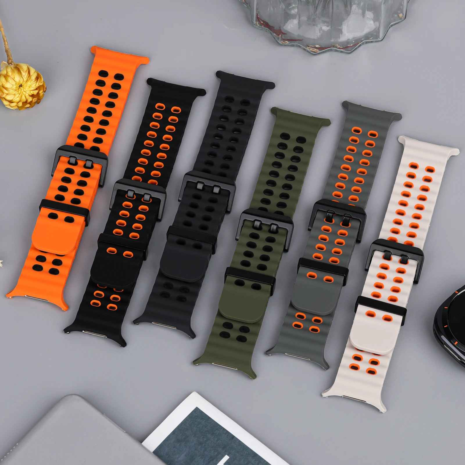 Marine Band For Samsung Galaxy Watch Ultra 47mm Strap TwoColor Silicone Sport