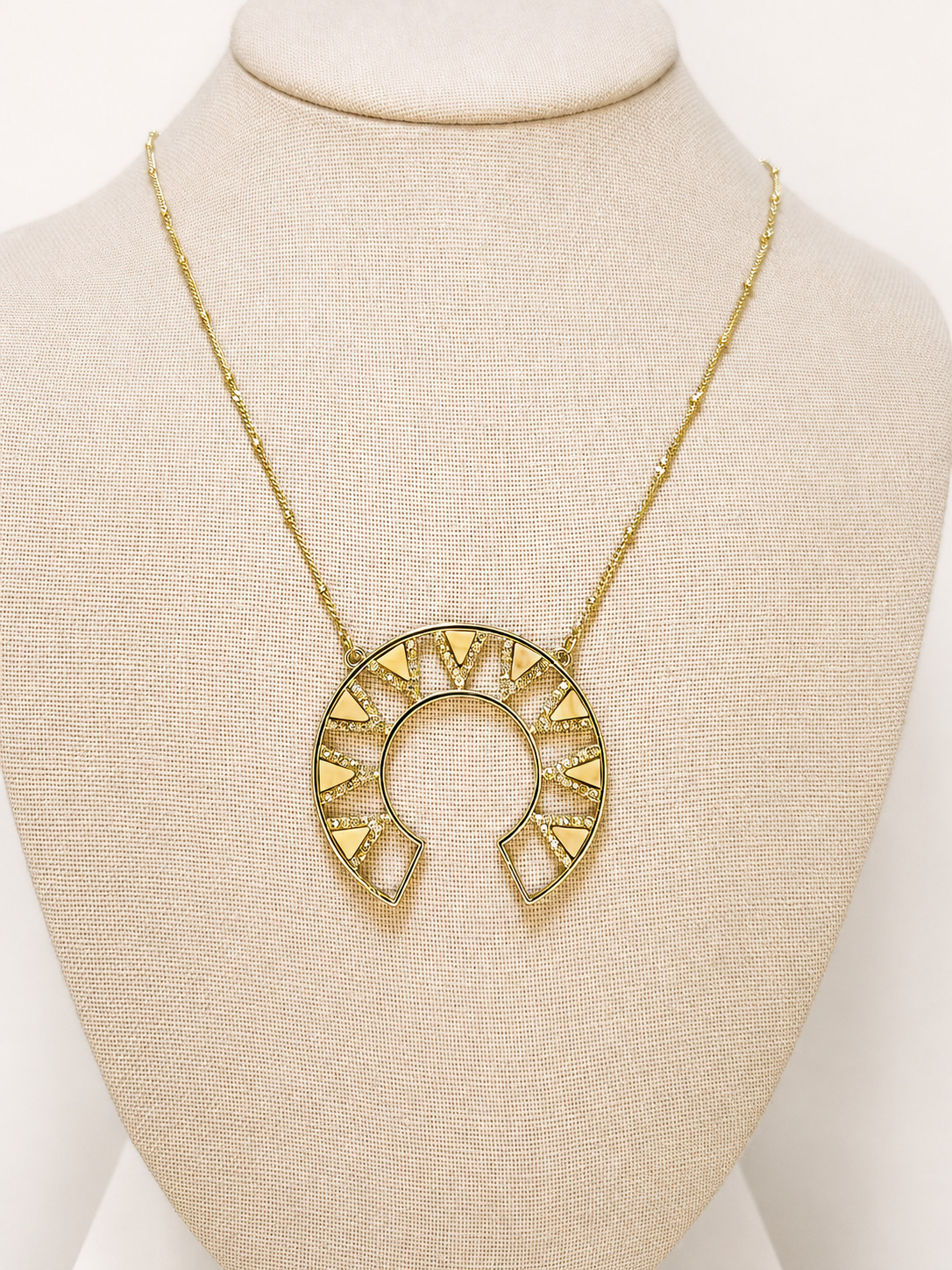 Lydell NYC Gold-Tone Rhinestone Sunburst Horseshoe Statement Necklace