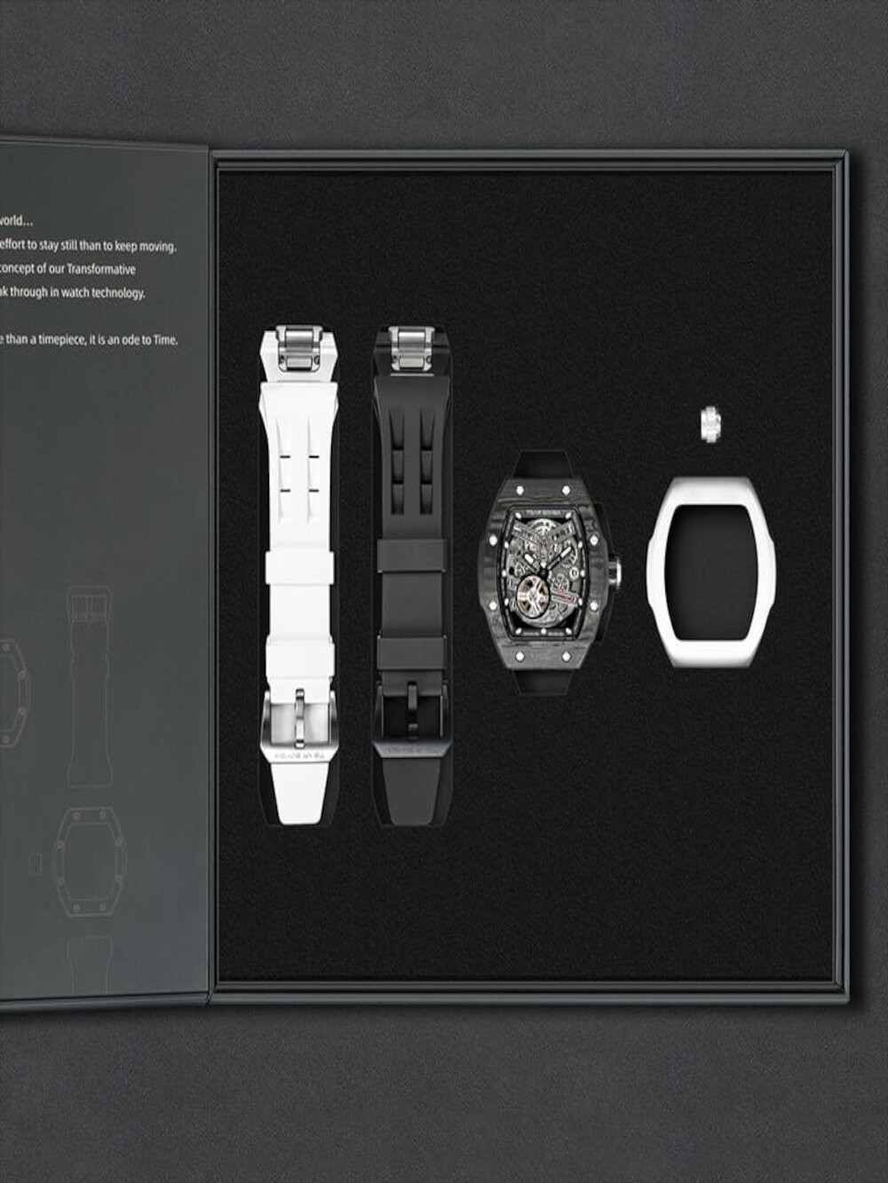 Tsar Bomba TB8218(1+2)CF/FKM-03BK/WH Men’s watch Atomic Set 45mm 10ATM