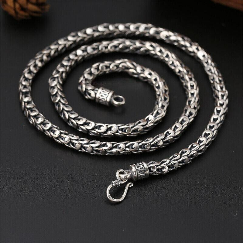Real 925 Sterling Silver 7mm Dragon Link Chain Men’s Necklace 19.7″-25.6″