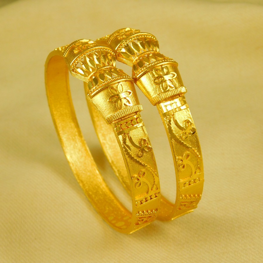 Bollywood Women 2PCs Bangle Set 18K Gold Plated Bracelsts Traditional Jewelry