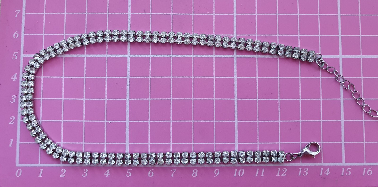 Child’s Minimalist Clear Rhinestone Silver Tone Small Neck Choker Necklace 36 cm