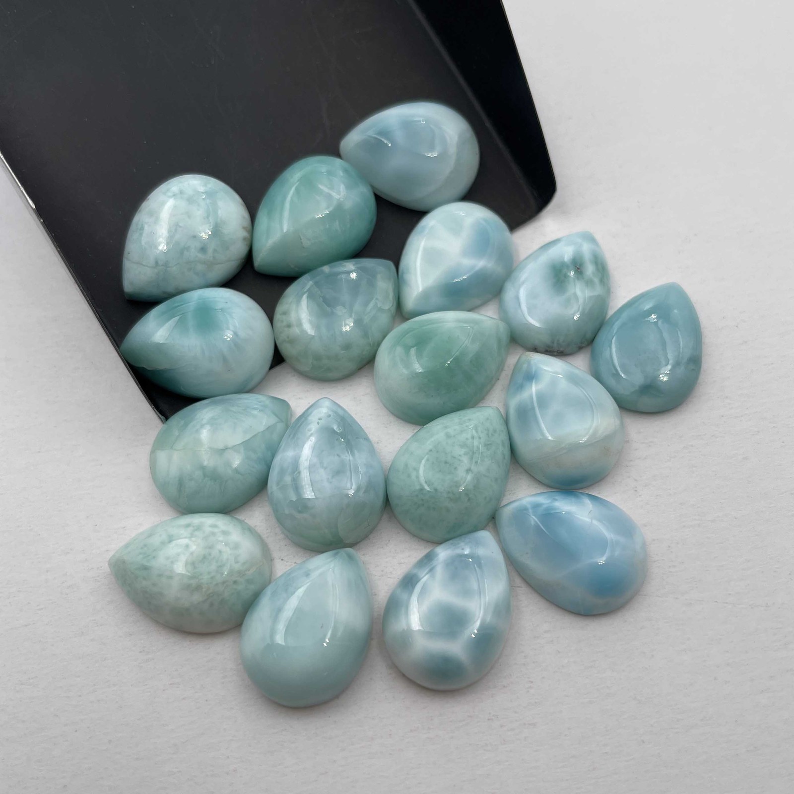 Natural Larimar Pear Cabochon Loose Gemstone Lot 11 Pcs 12*16 MM 105 CT
