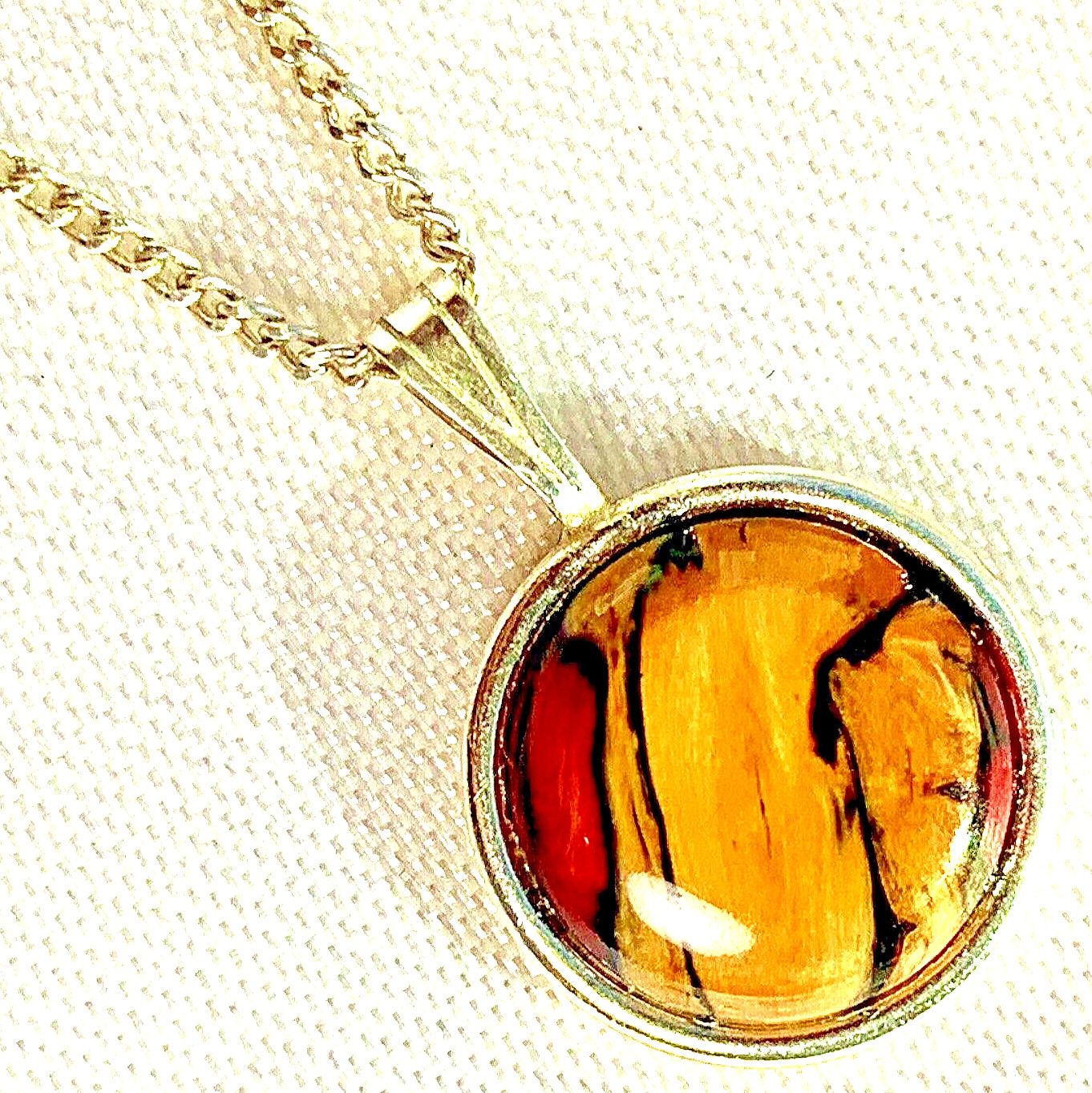 Bernard Weber Sterling Silver Tiger’s Eye Pendant Chain Necklace