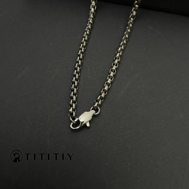 Pure Titanium Necklace Width 3mm Square Box Chain Anti Allergic Classics Design