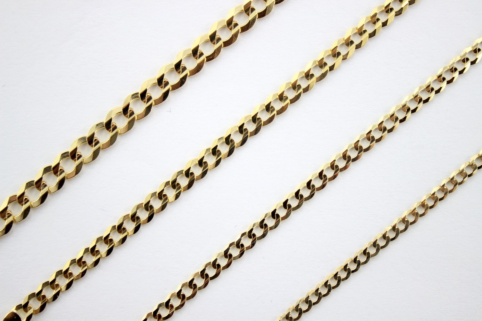 10K Solid Yellow Gold Cuban Chain Necklace Bracelet Anklet 3mm ~ 5mm / 7″ ~ 36″