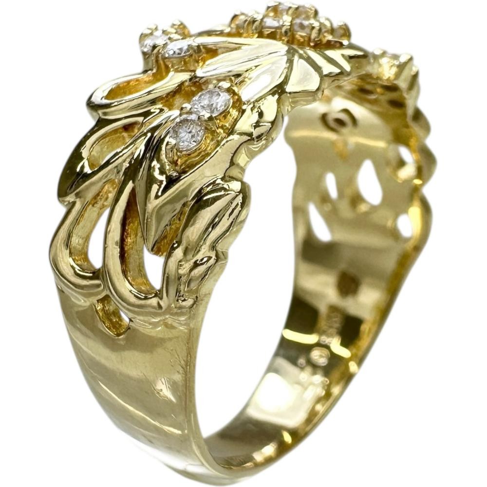 US 7.8 Flower motif diamond 0.27ct Ring K18 Gold 6.5g Women