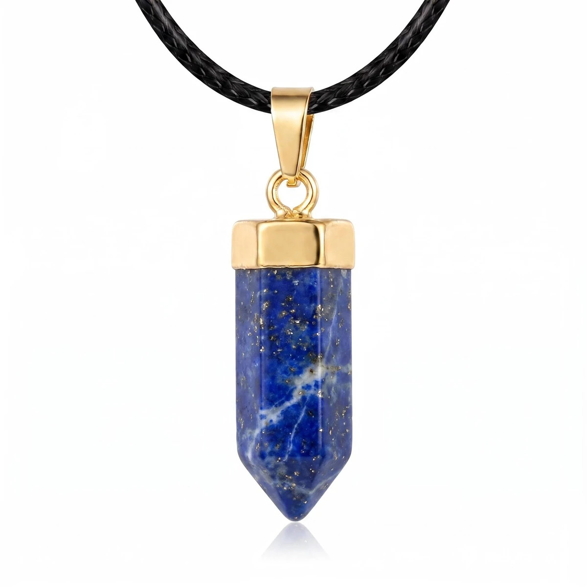 6PCS Crystal Hexagonal Point Stone Pendant Necklace for Women Healing Chakra