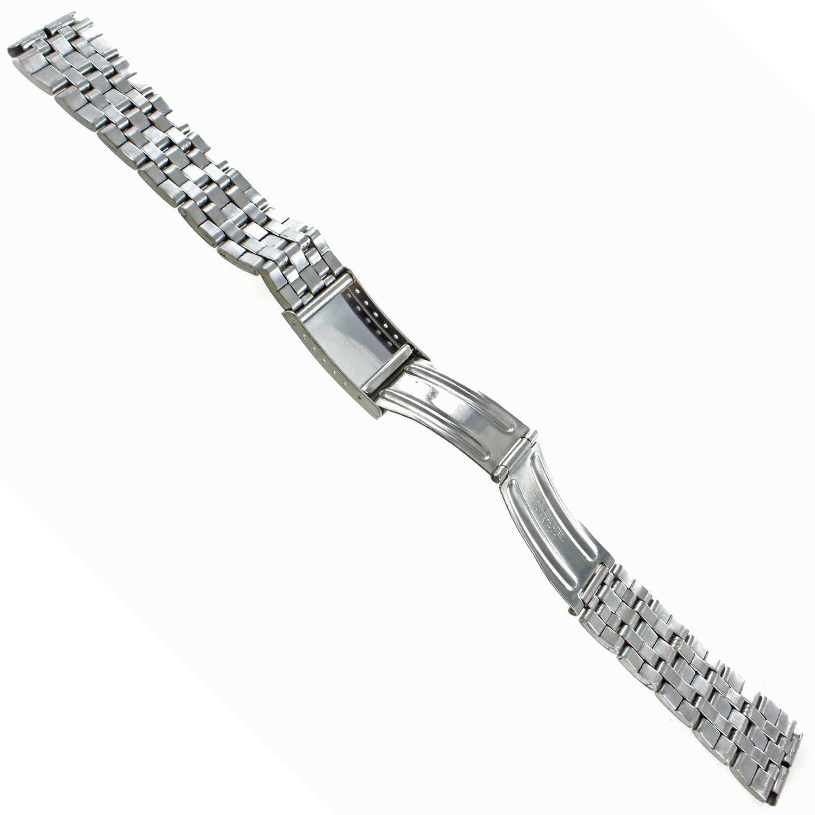 18mm or 20mm Hirsch Silver Triple Stripe Stainless Band Clasp Watch Band 5600