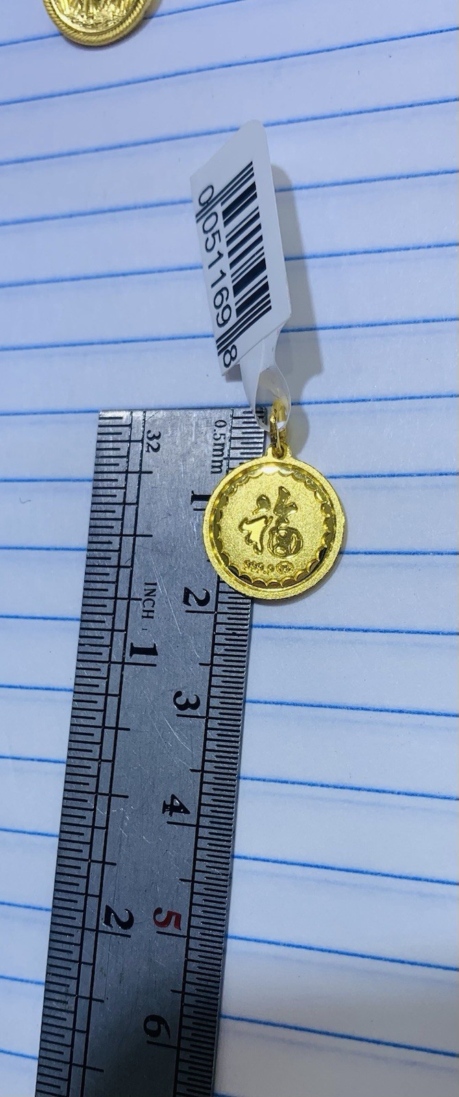 24k Solid Yellow Gold Shaped Round Snake Diamond Cut Pendant 2.33Grams