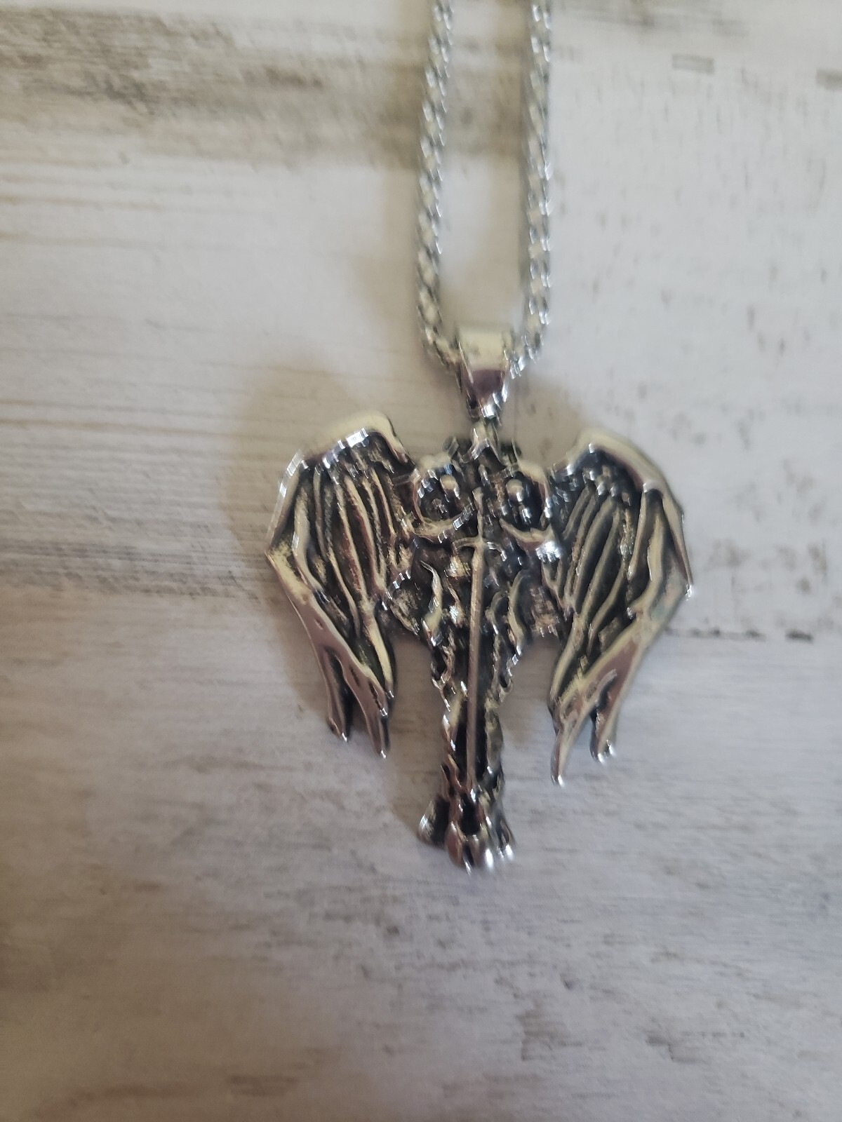 Wings necklace angel cool silver men man women goth jewelry gothic gift
