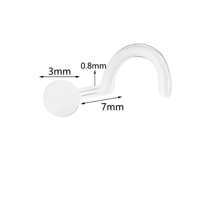 Flexible Bioflex Clear Invisible Hidden Nose Stud Ring Bar Transparent Retainer