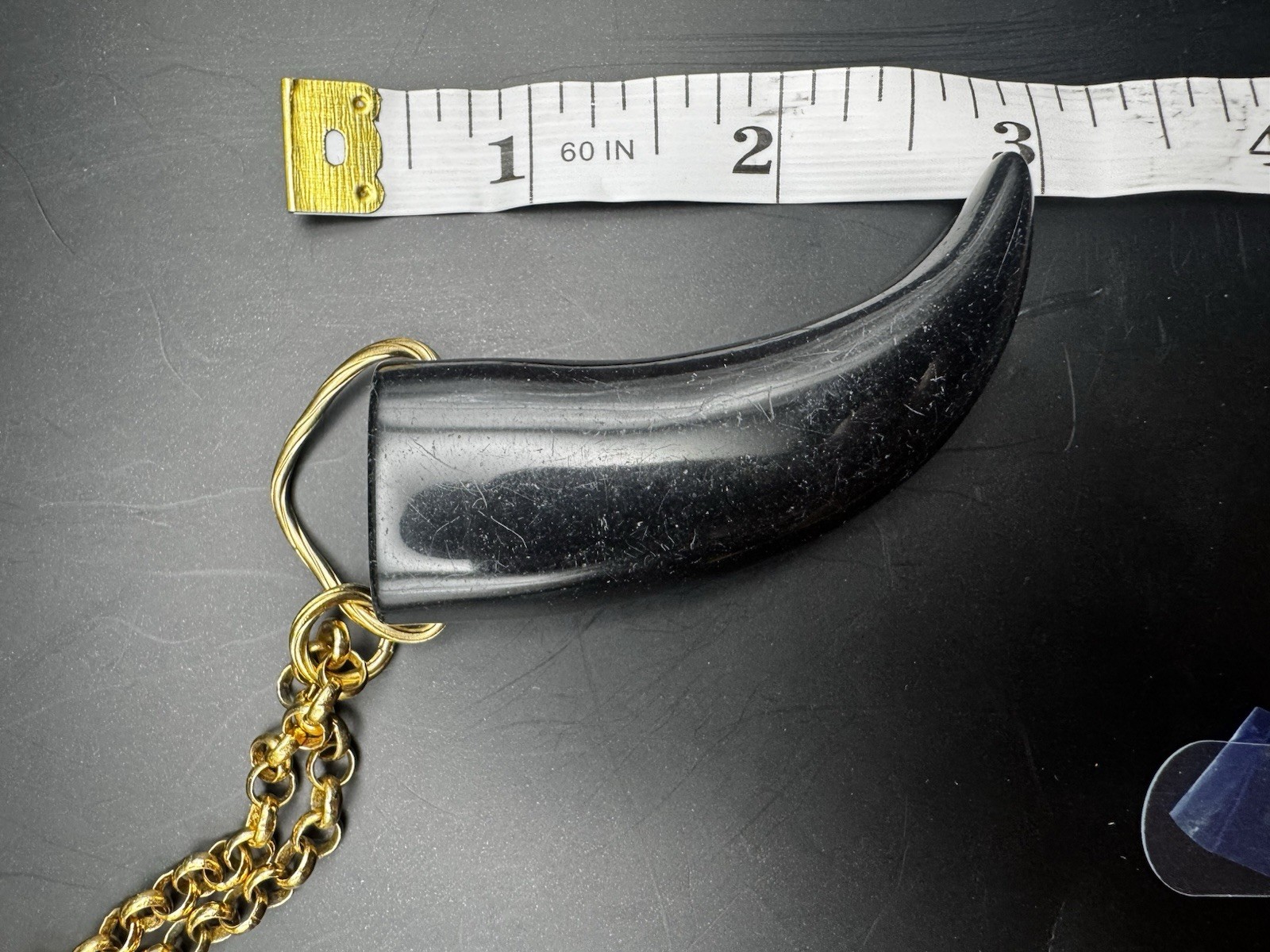 Bellezza Italy Bronze Black Italian Horn Pendant Necklace 28” Statement