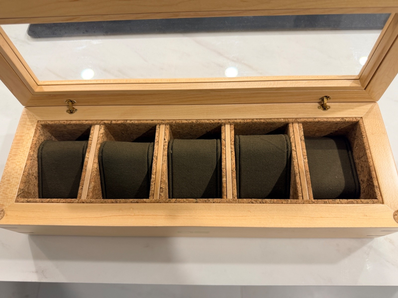 WOLF Analog/Shift Flatiron Maple and Walnut Wood & Cork Five-Piece Watch Box