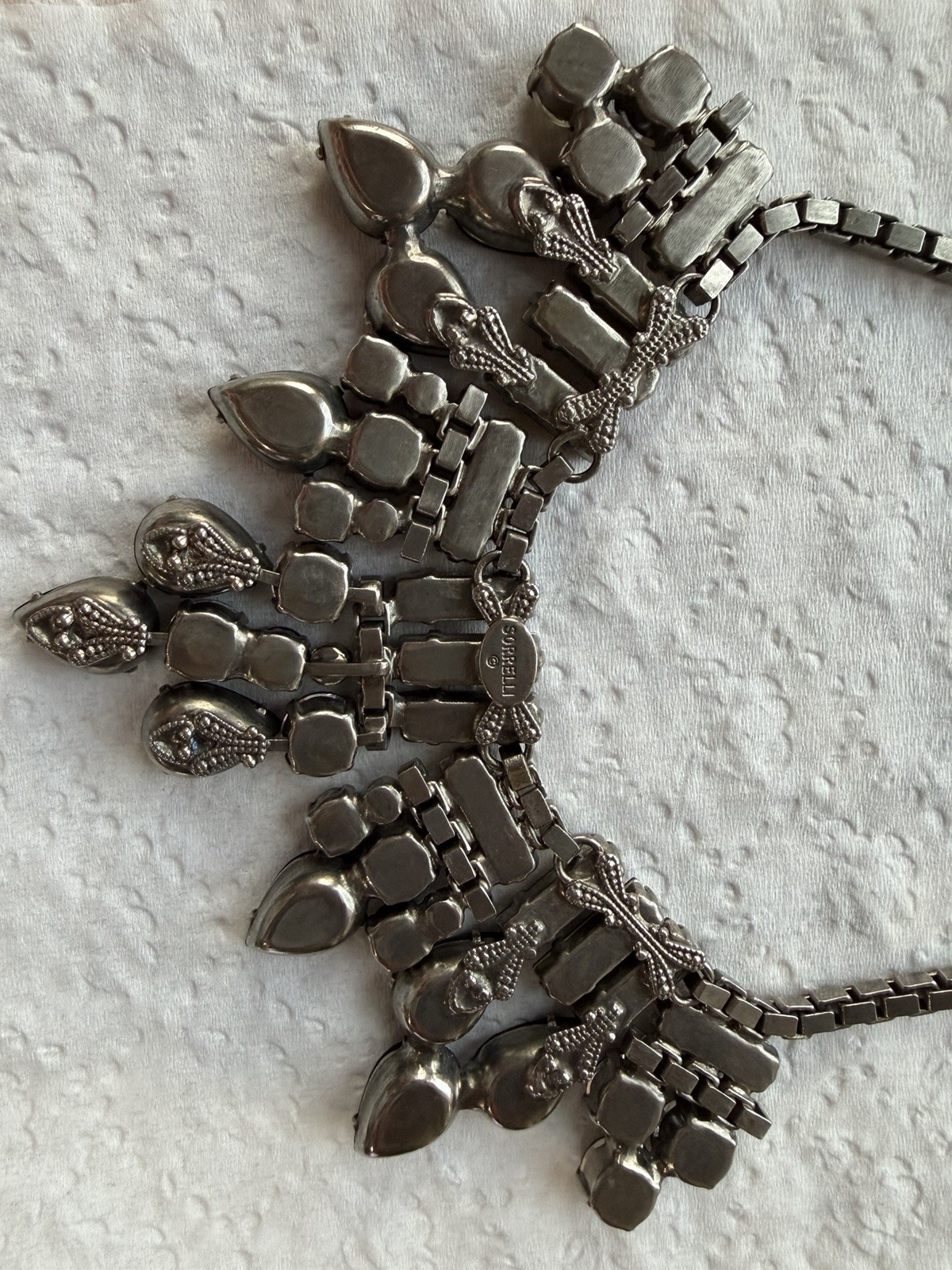 Sorrelli Statement Necklace Matte Black, Olive Green and Clear Crystals