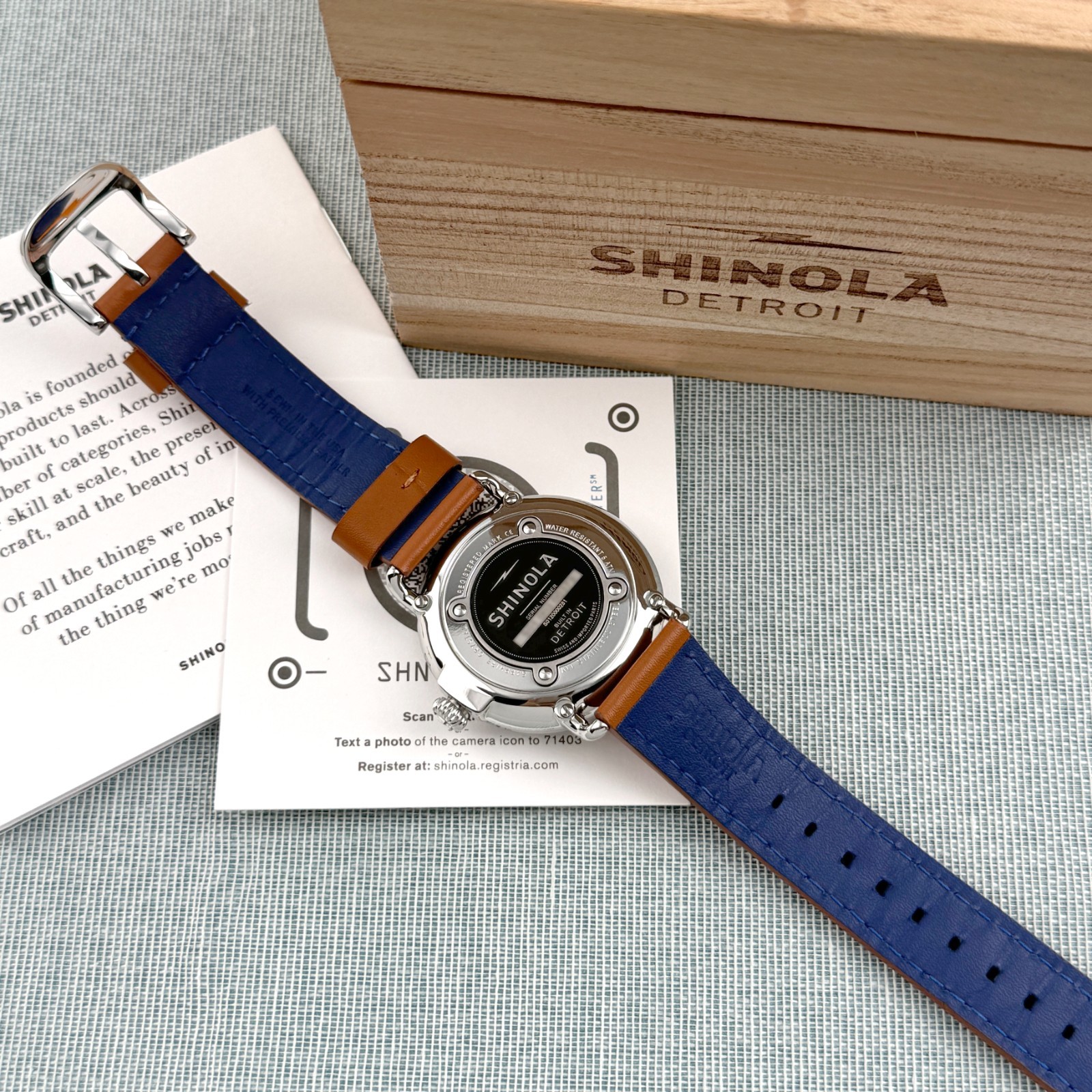 Shinola Runwell Quartz 47mm Slate Collegiate Blue Dial Argonite 1069 Men’s Watch