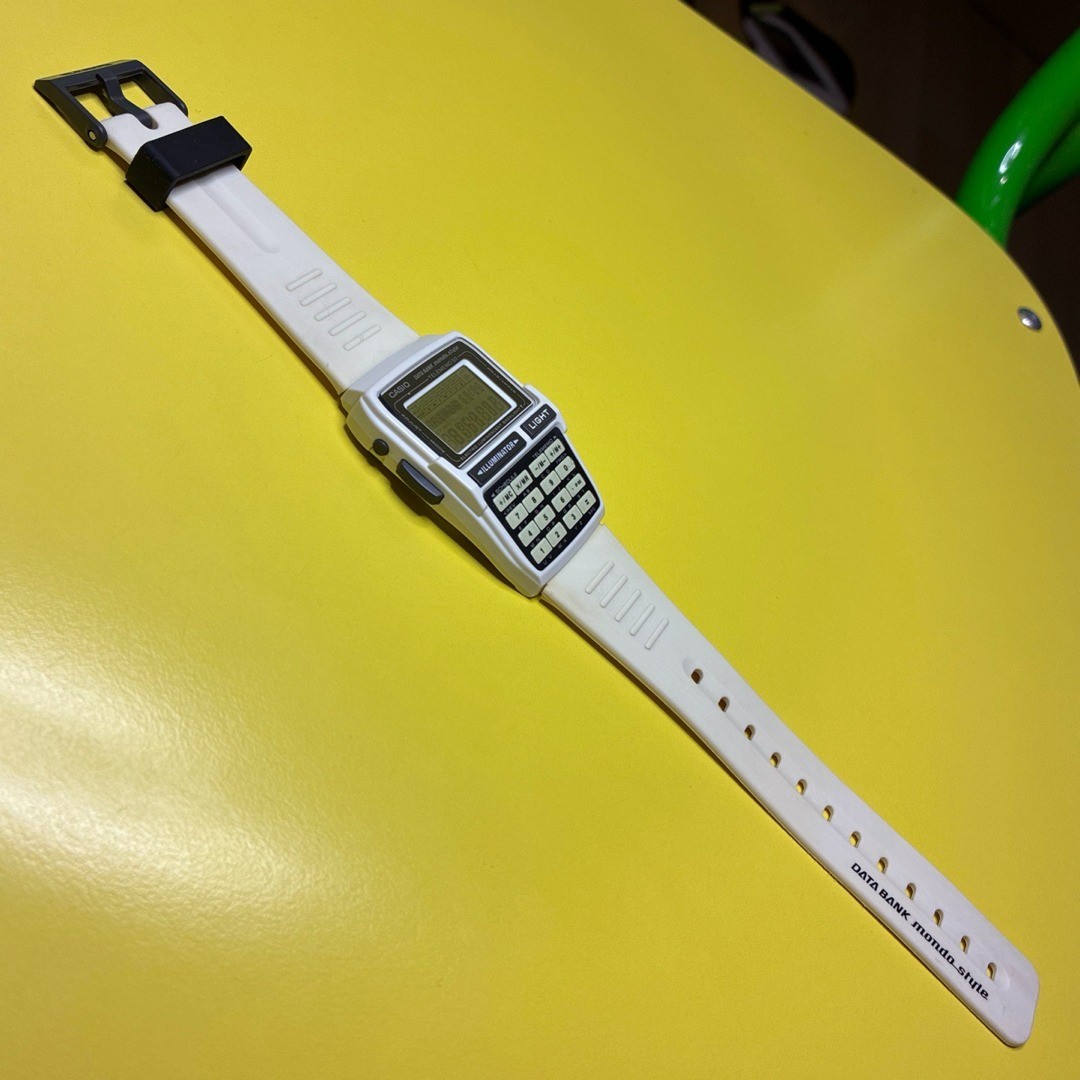 Vintage Casio Data Bank DBC-63MS-7T Mondo Style Watch Telememo 50 White Y2K Rare