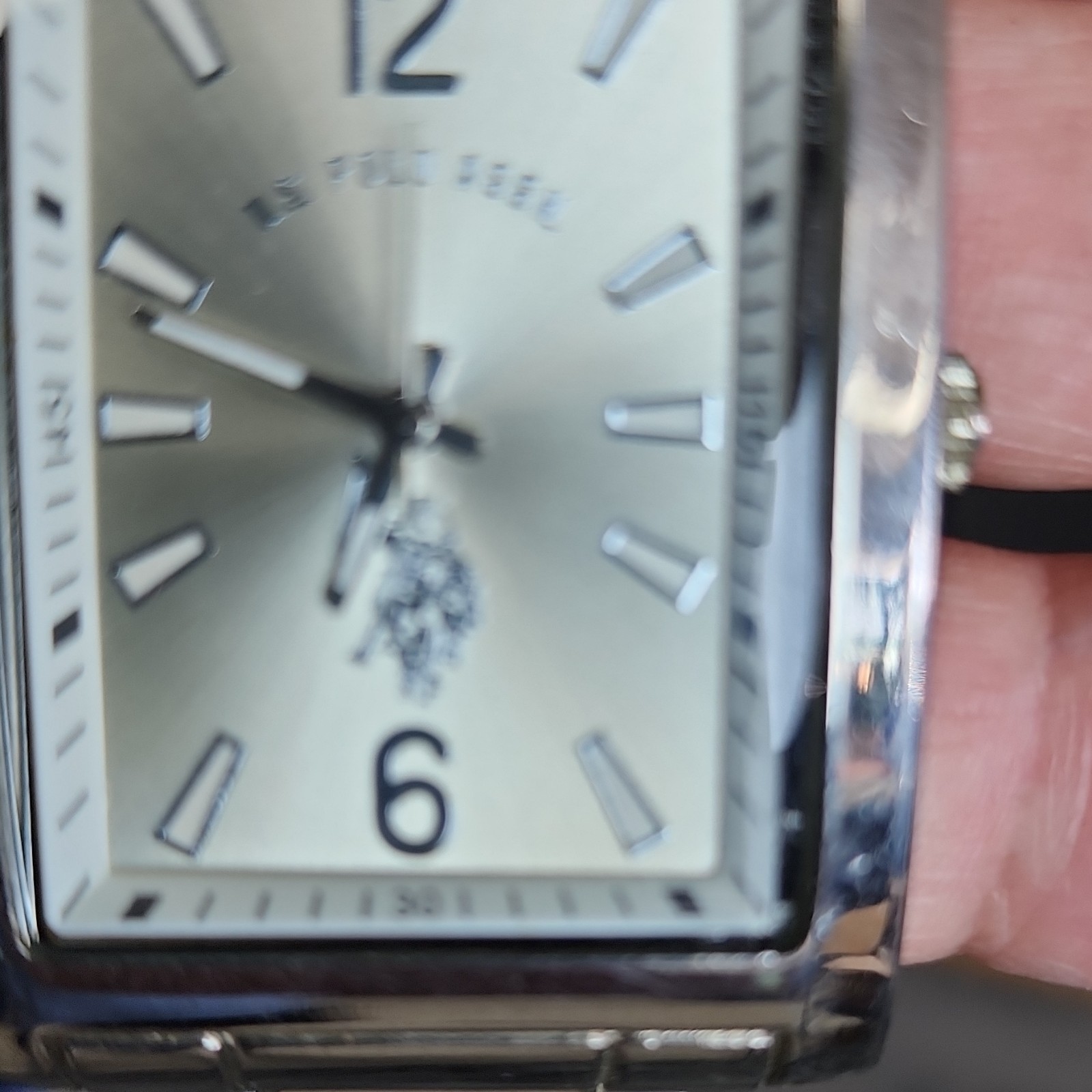 U.S. Polo Assn. Quartz Analog Rectangular Silver Dial Watch Box Extra Strap