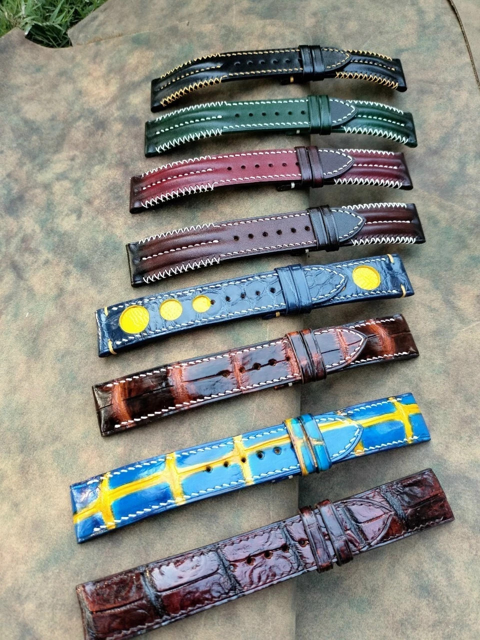 GREEN VEG Cowhide skin Watch Strap Band 18mm 19mm 20mm 21mm 22mm 23mm 24mm 26mm