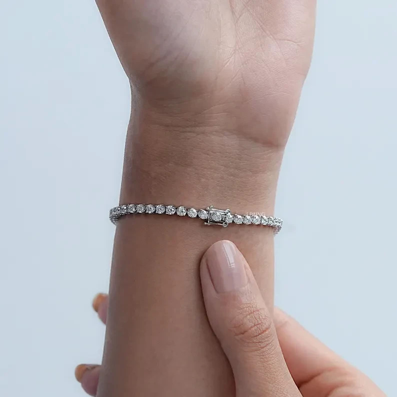 Best Quality Limited Sale !Round Natural Diamond Tennis Bracelet 14k White Gold