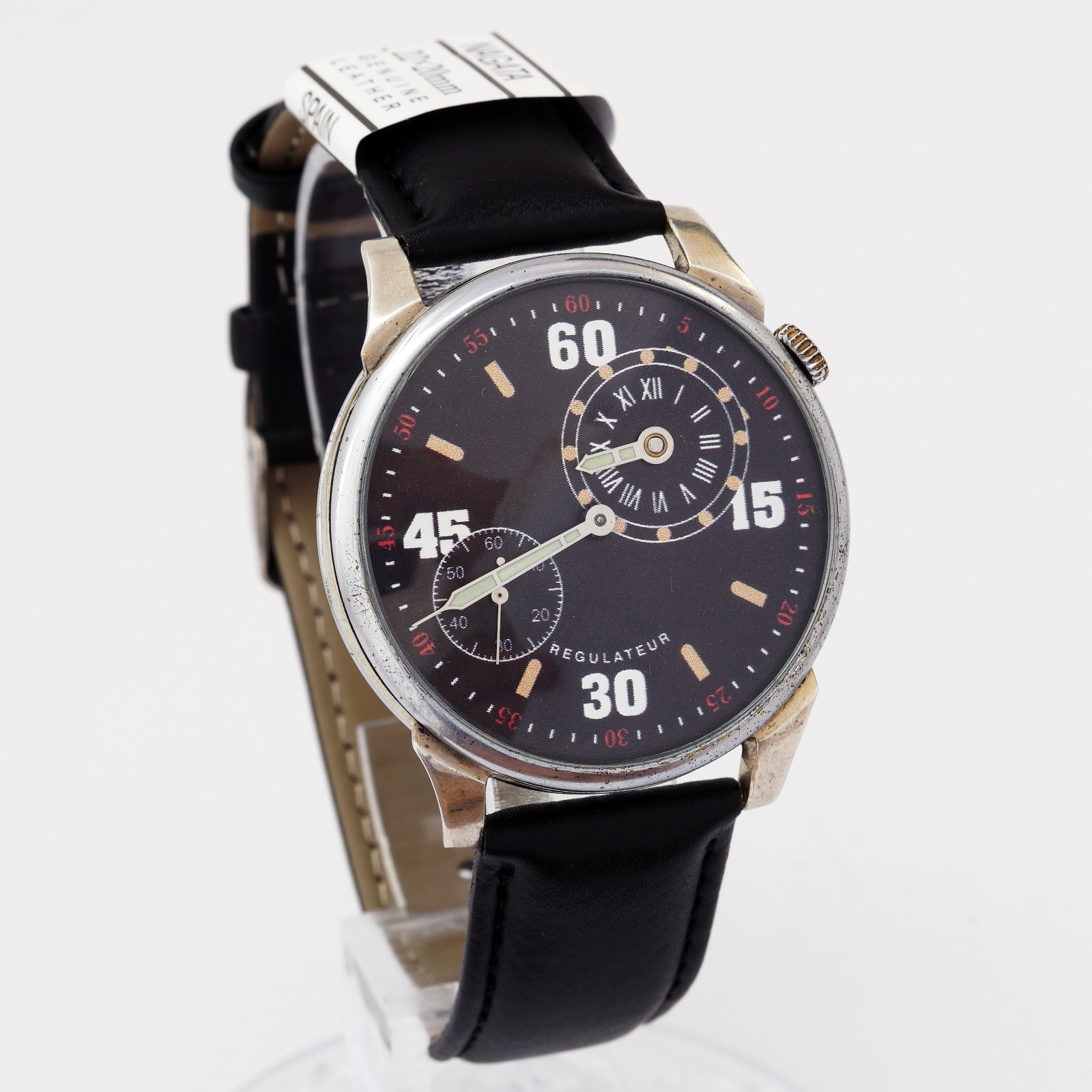 MOLNIJA Regulateur 3602 marriage mechanical USSR Soviet wristwatch black dial